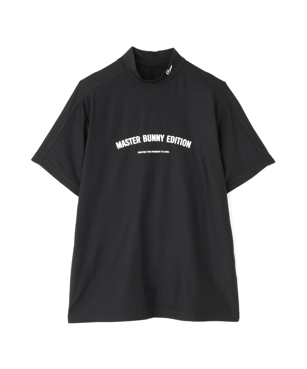 ストライプサッカー半袖ハイネックカットソー