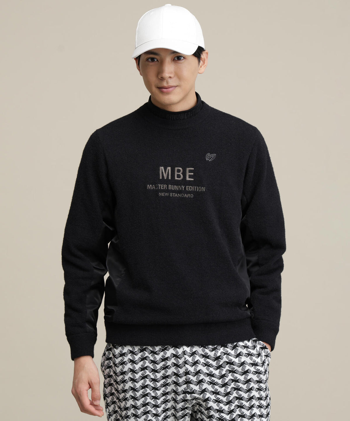 ナイロンフェザーニットクルーネックプルオーバー (MENS)