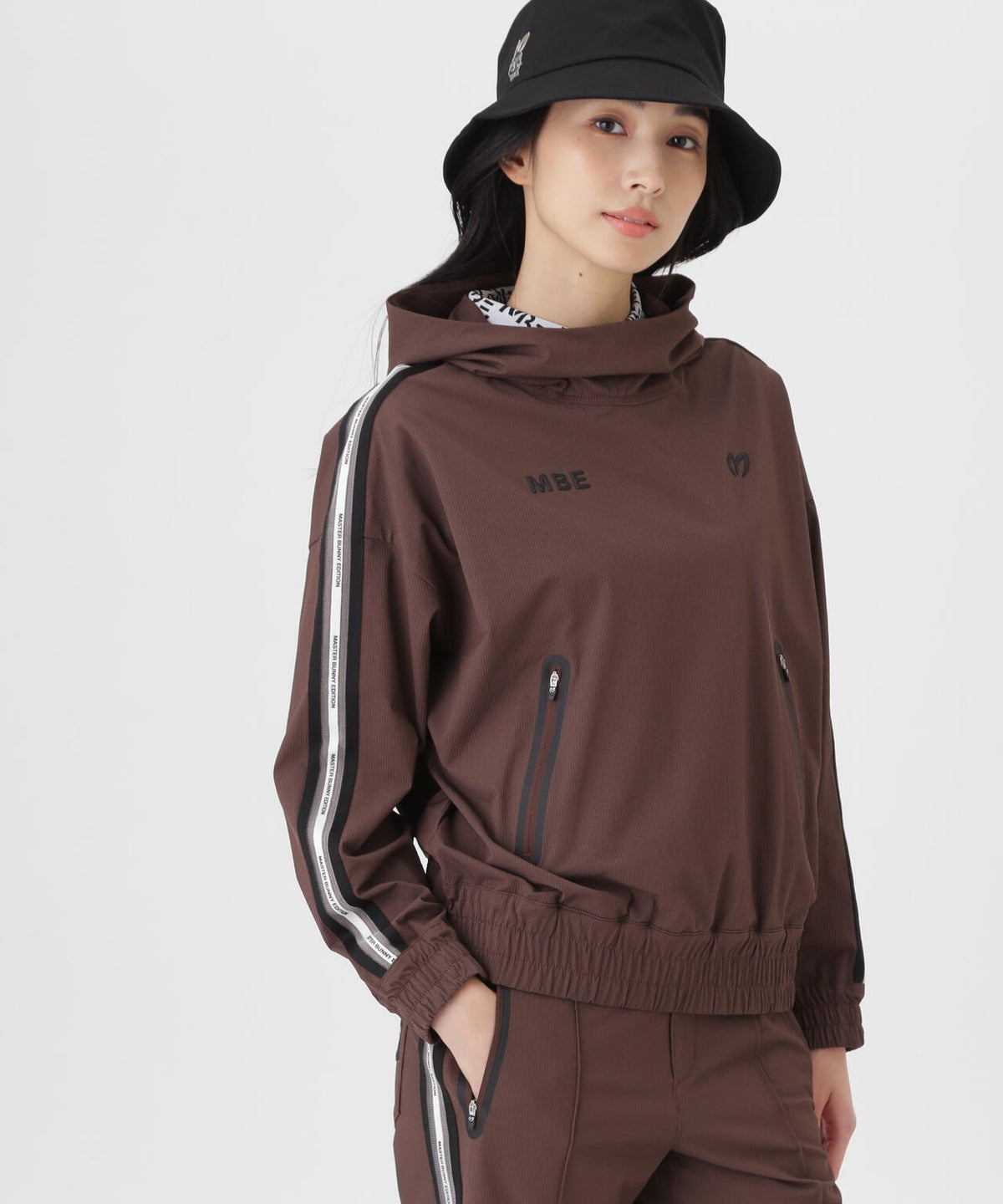ドビー凹凸ストライプフーディプルオーバー (WOMENS)