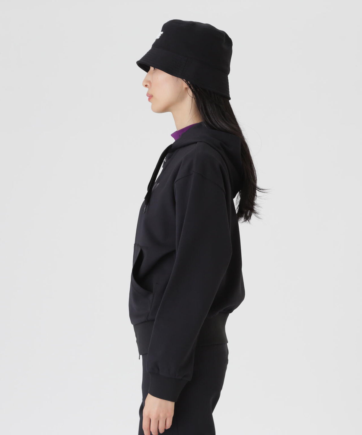 ウールライク接結へリンボンフルジップフーディ (WOMENS)