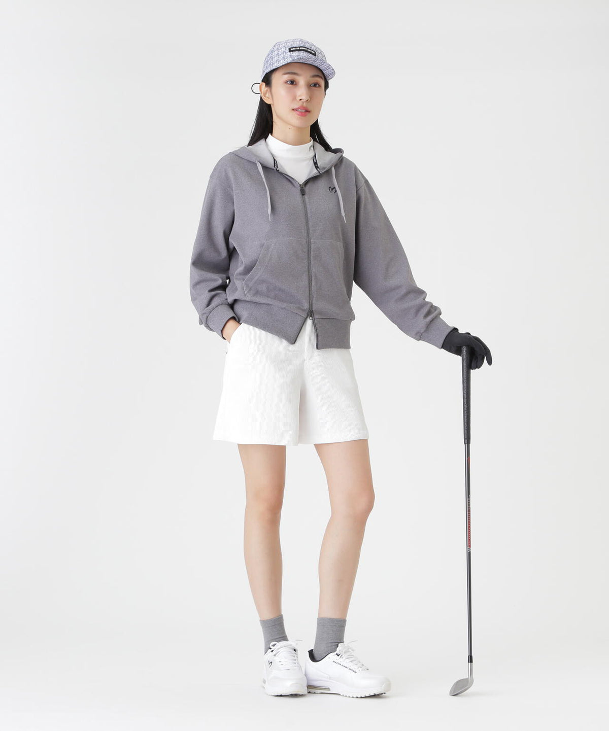 ウールライク接結へリンボンフルジップフーディ (WOMENS)