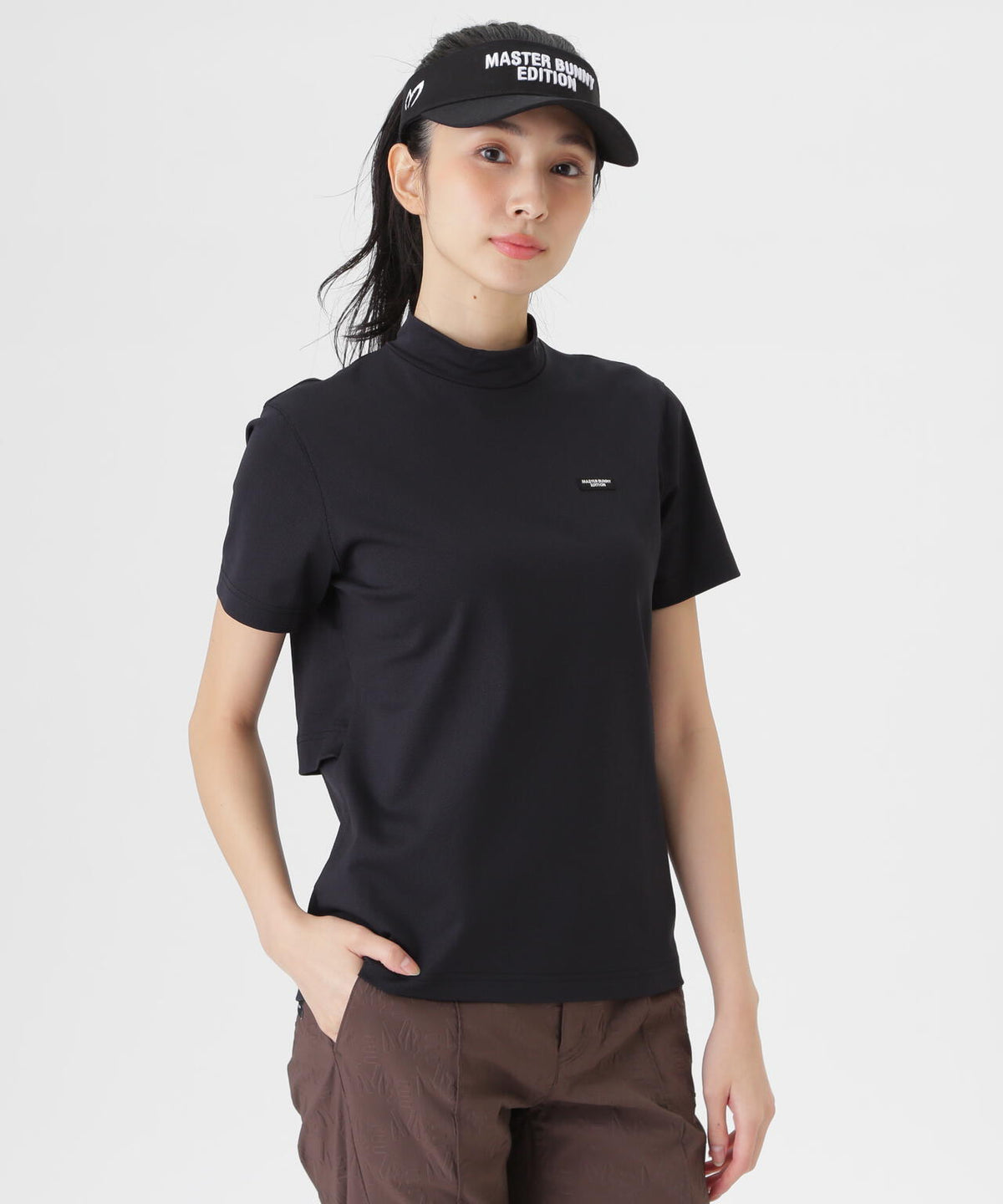 トリコットメッシュ半袖ハイネックカットソー (WOMENS)