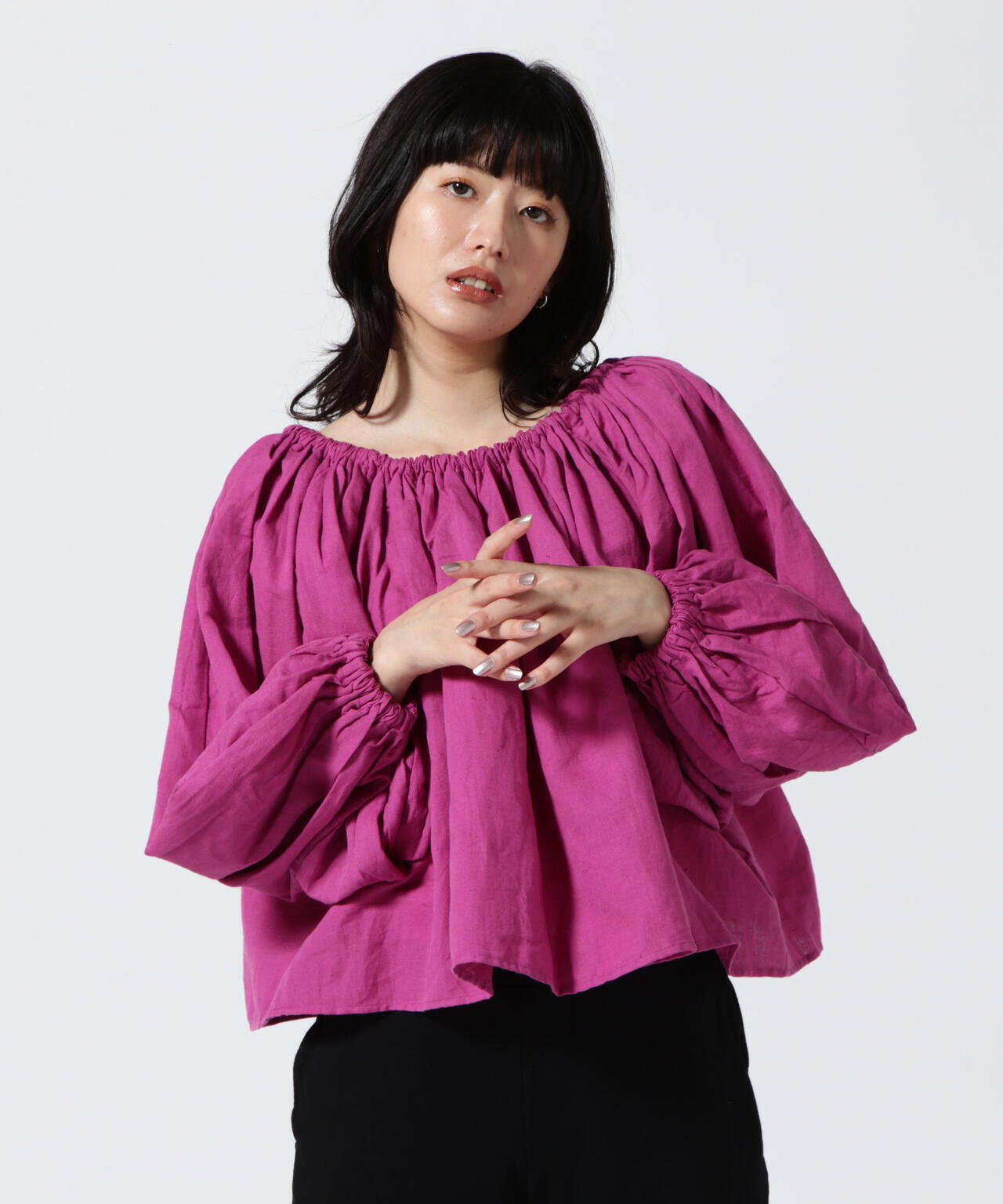 INDIA IS BEAUTIFUL  COTTON LINEN BLOUSEコットンリネンブラウス