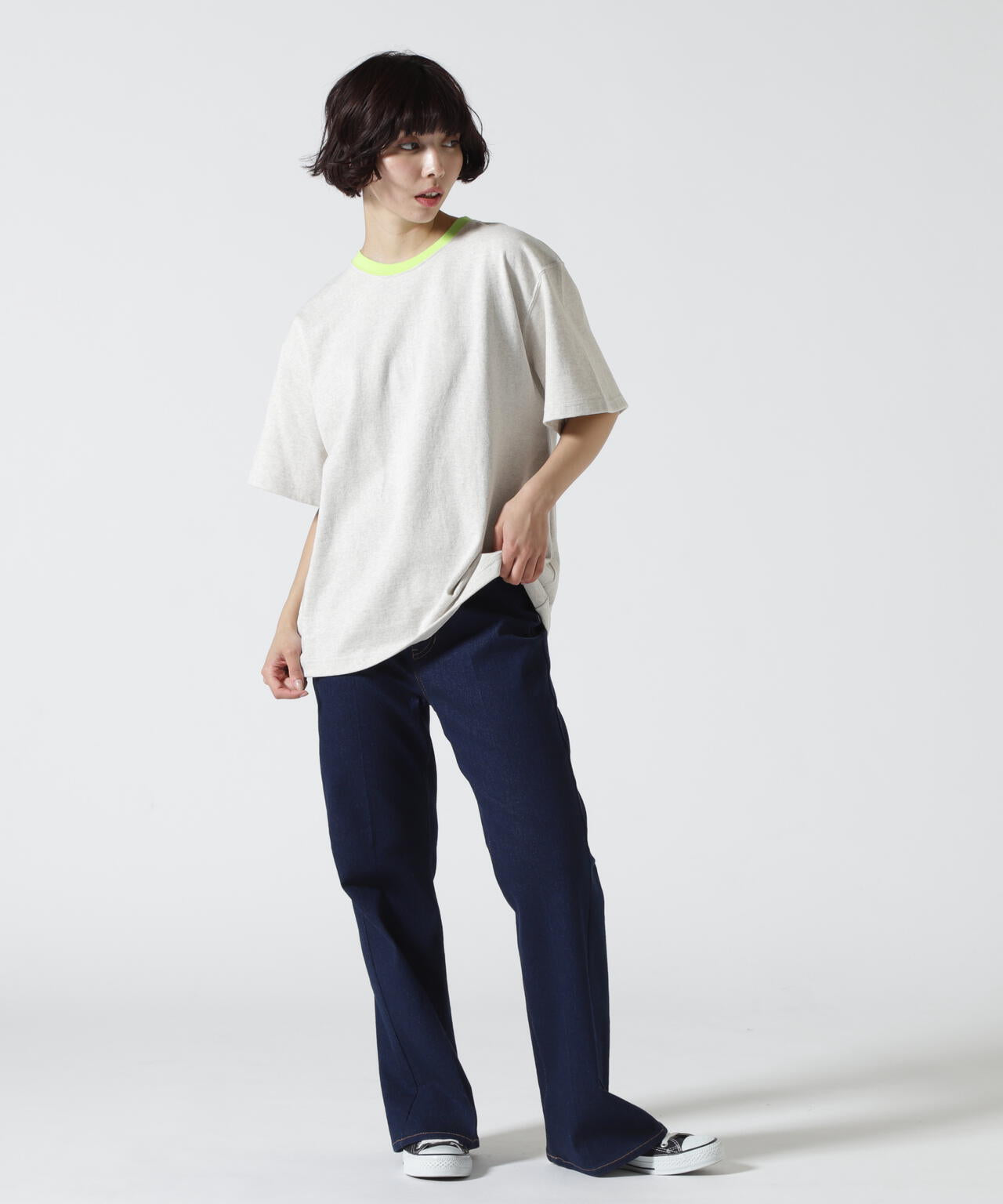 SOGLIA/ソリア OPEN END SOLID TEE リンガーティー