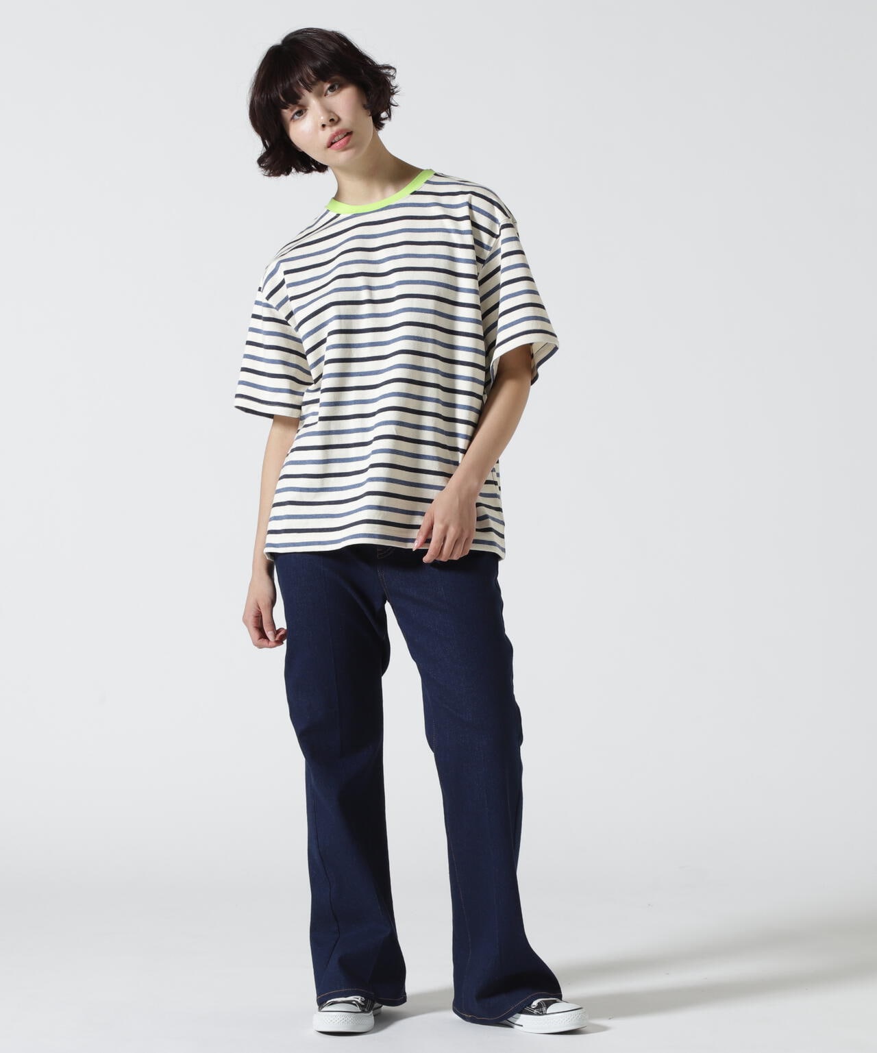 SOGLIA/ソリア　OPEN END BORDER TEE リンガーボーダーＴ