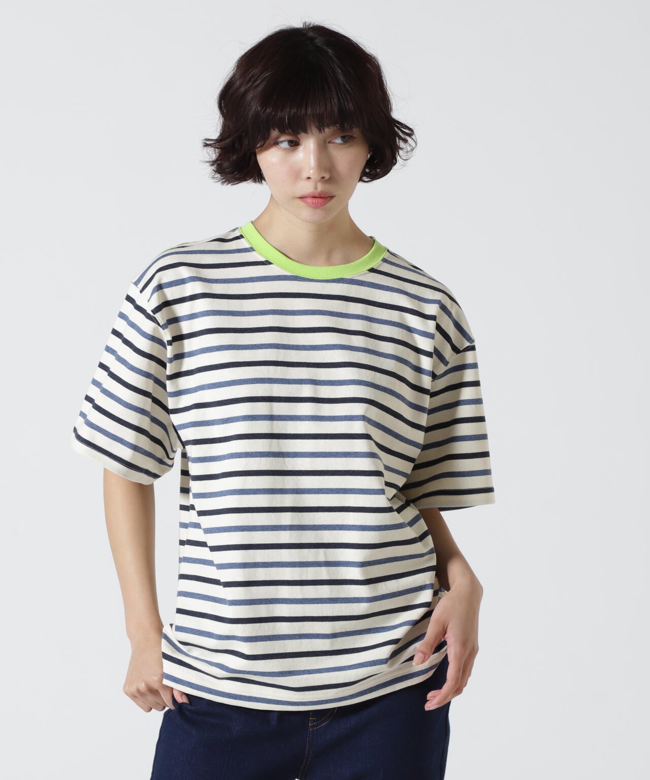 SOGLIA/ソリア　OPEN END BORDER TEE リンガーボーダーＴ