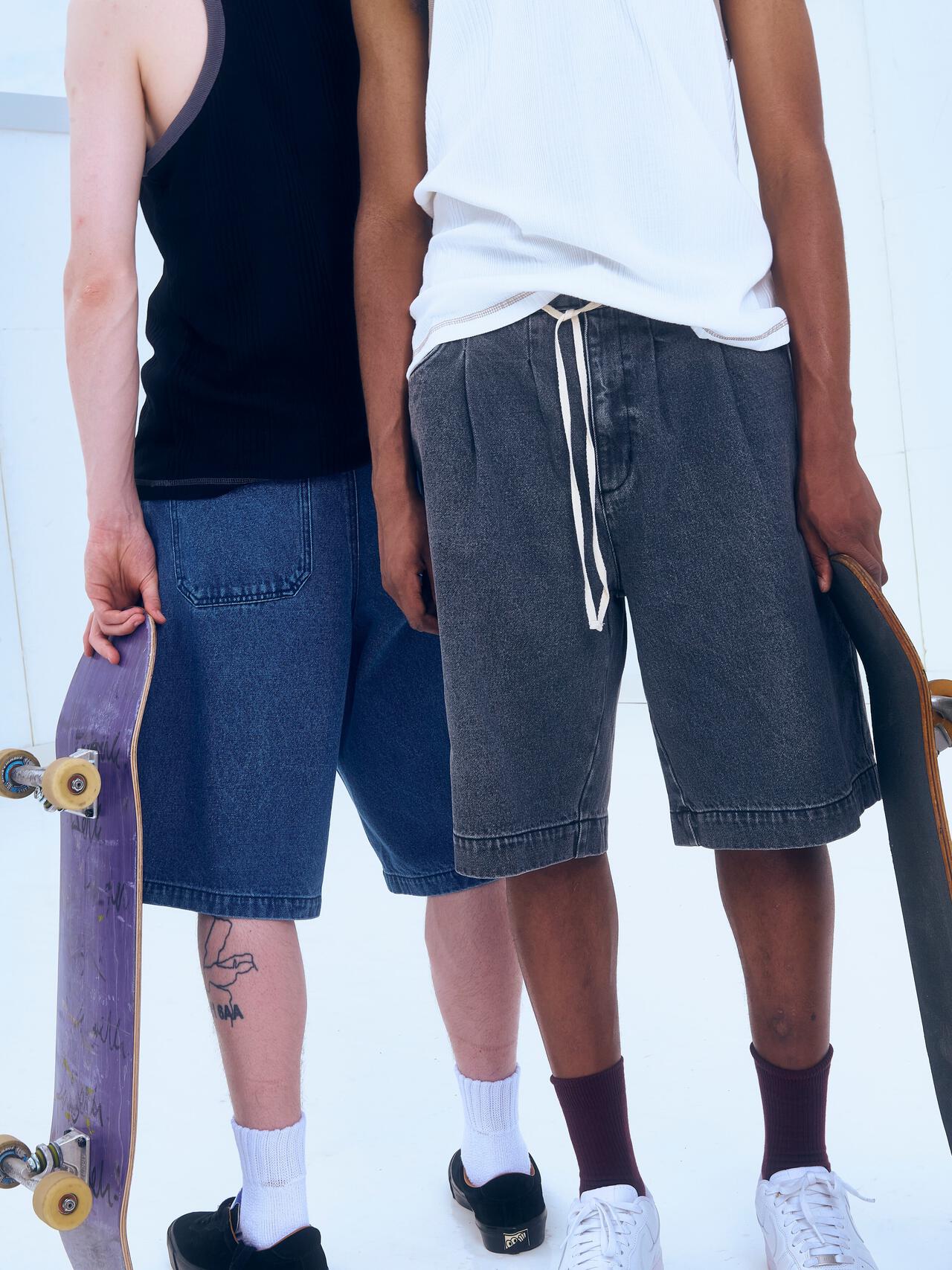 B omnivore/ビーオムニボー　DENIM WIDE SHORTS デニムワイドショーツ