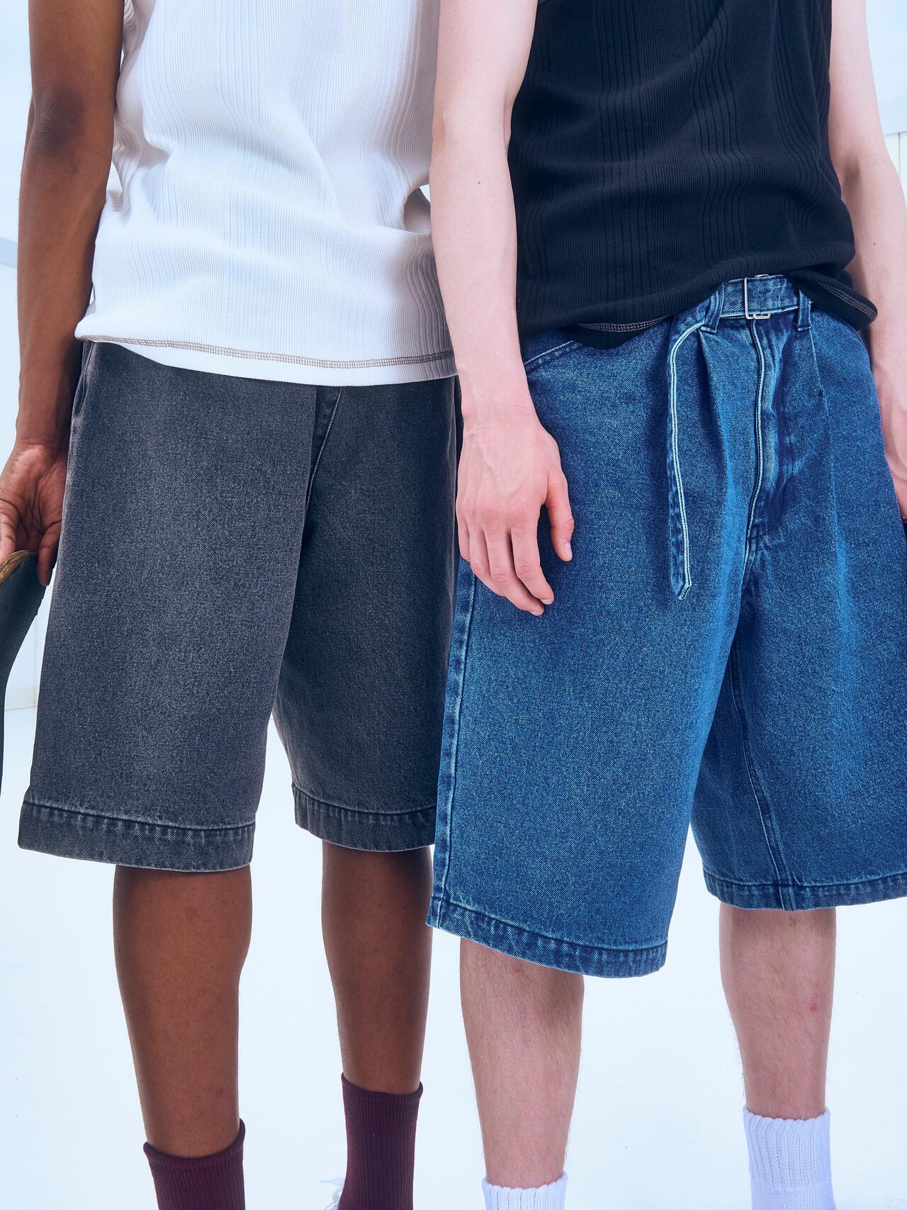 B omnivore/ビーオムニボー　DENIM BELT SHORTS デニムベルトショーツ