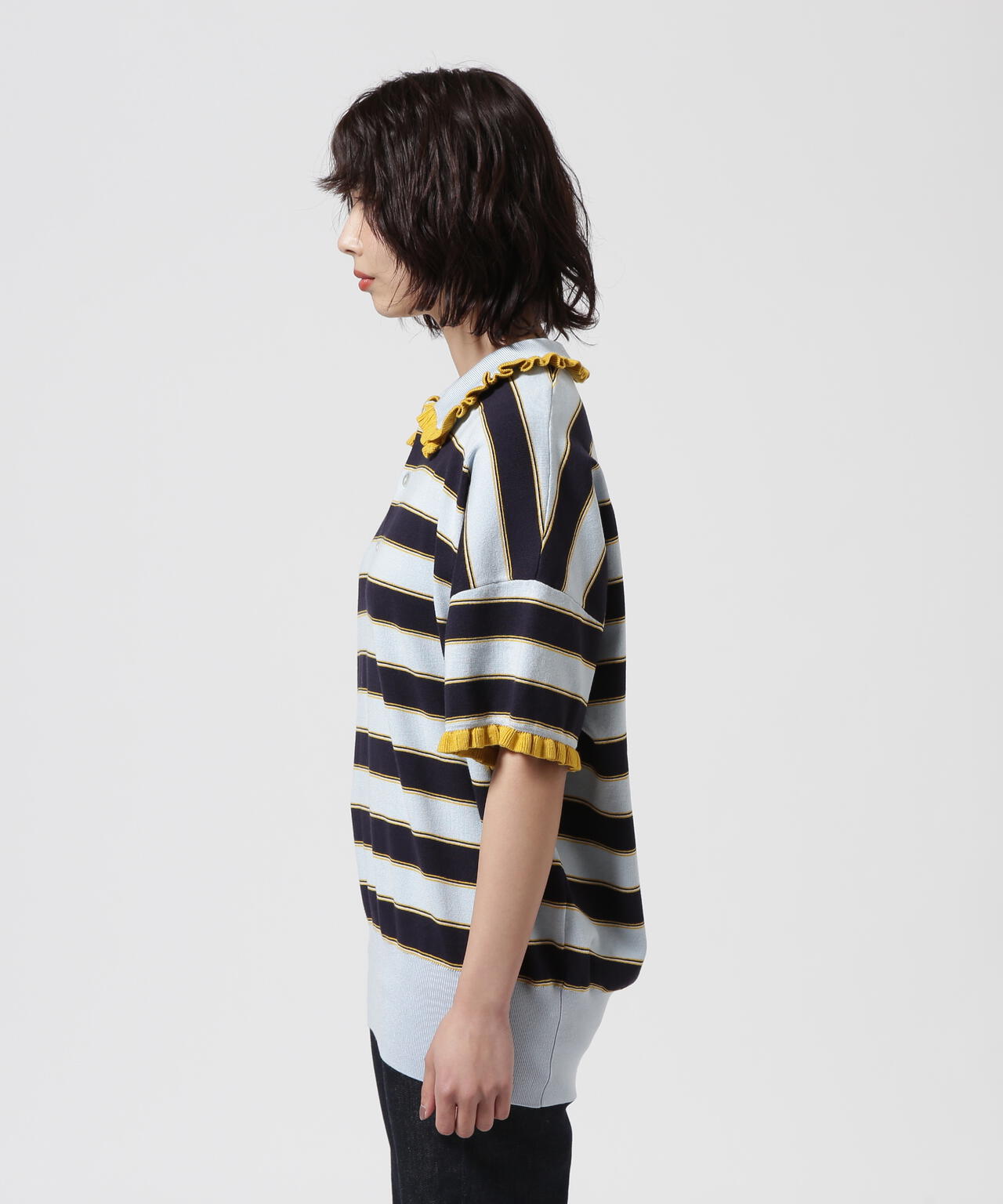 RHODOLIRION/ロドリリオン　Frill Polo Sweater フリルポロセーター