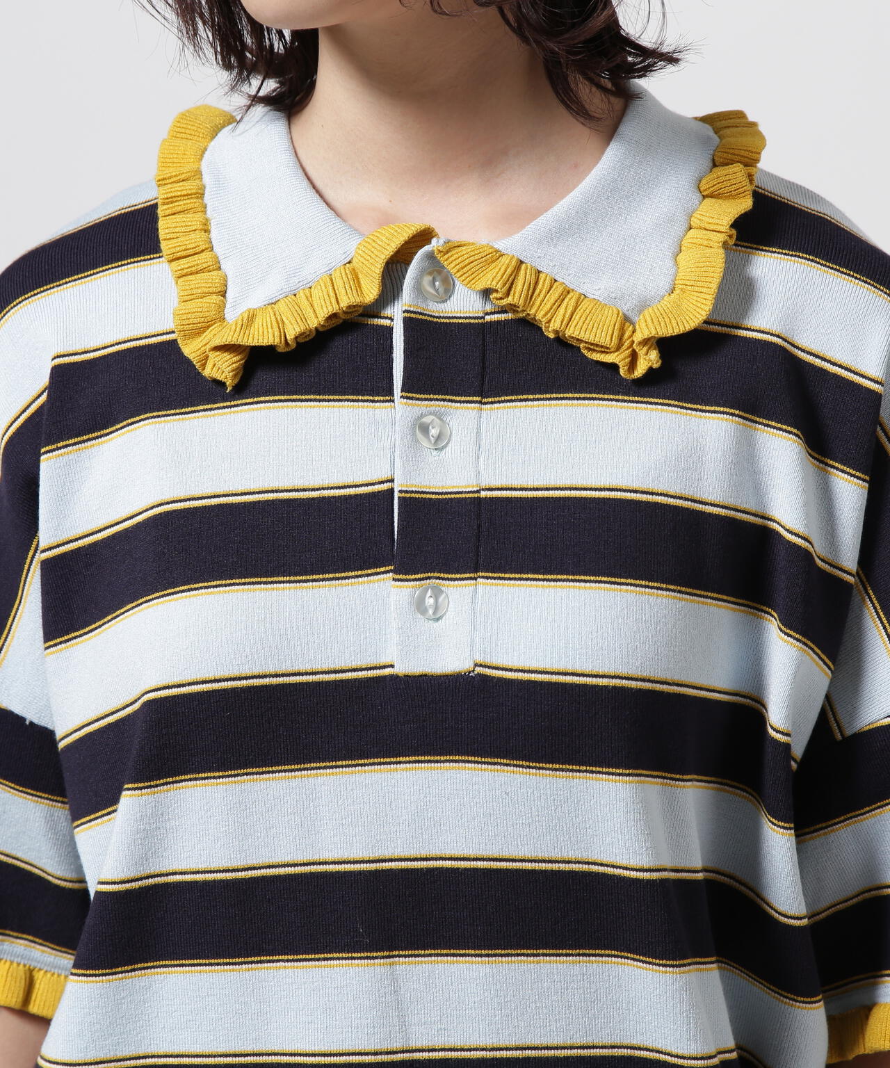 RHODOLIRION/ロドリリオン　Frill Polo Sweater フリルポロセーター