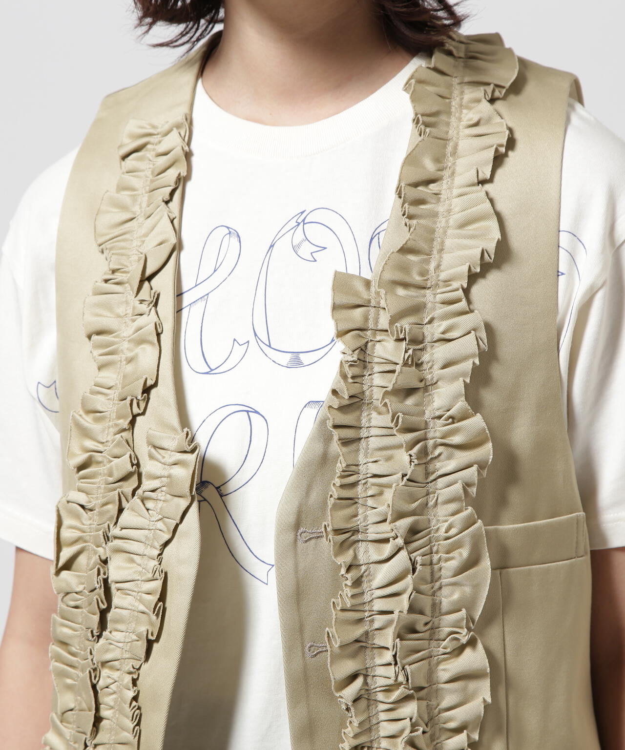 RHODOLIRION/ロドリリオン　Frill Vest - Chino Cloth