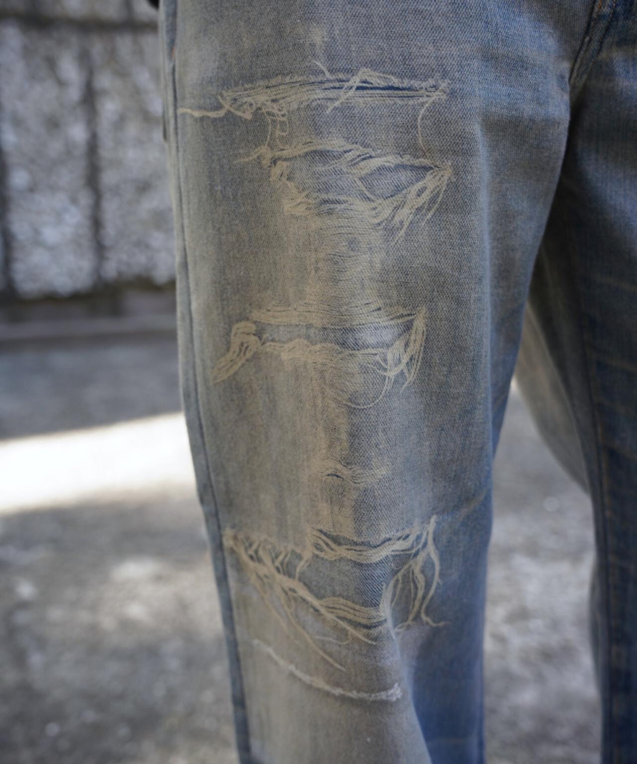 B omnivore/ビーオムニボー　転写 DENIM PANT