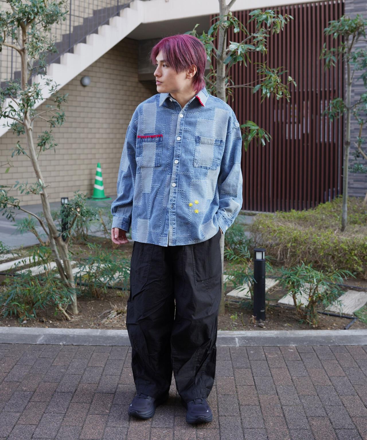 B omnivore/ビーオムニボー　PATCHWORK DENIM SHIRT
