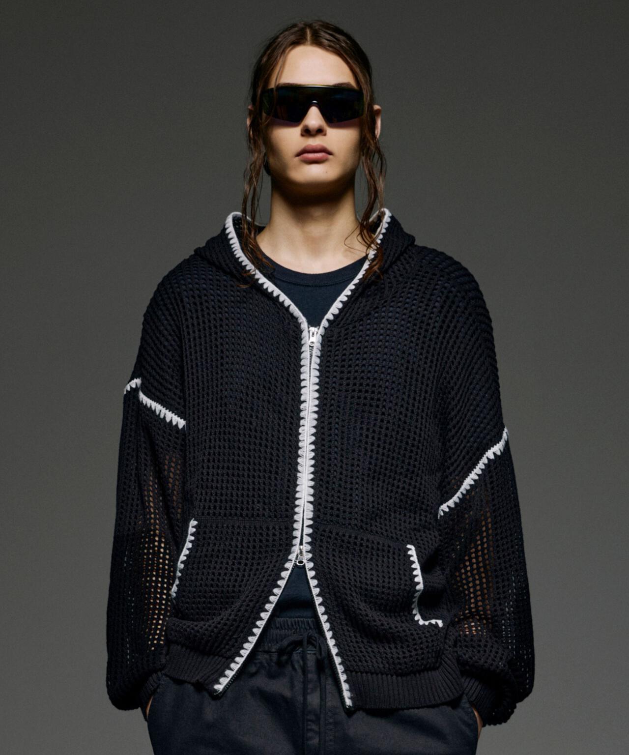 B omnivore/ビーオムニボー　HAND - STITCH MESH HOODIE