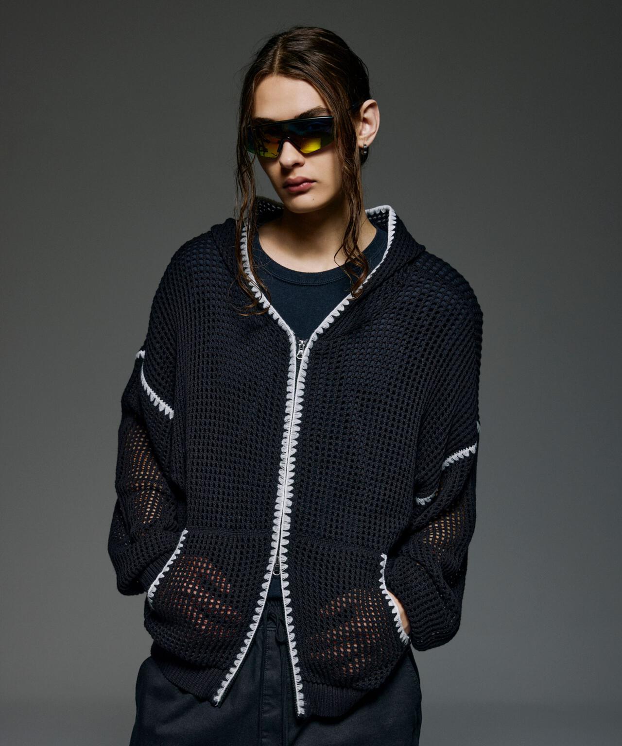 B omnivore/ビーオムニボー　HAND - STITCH MESH HOODIE