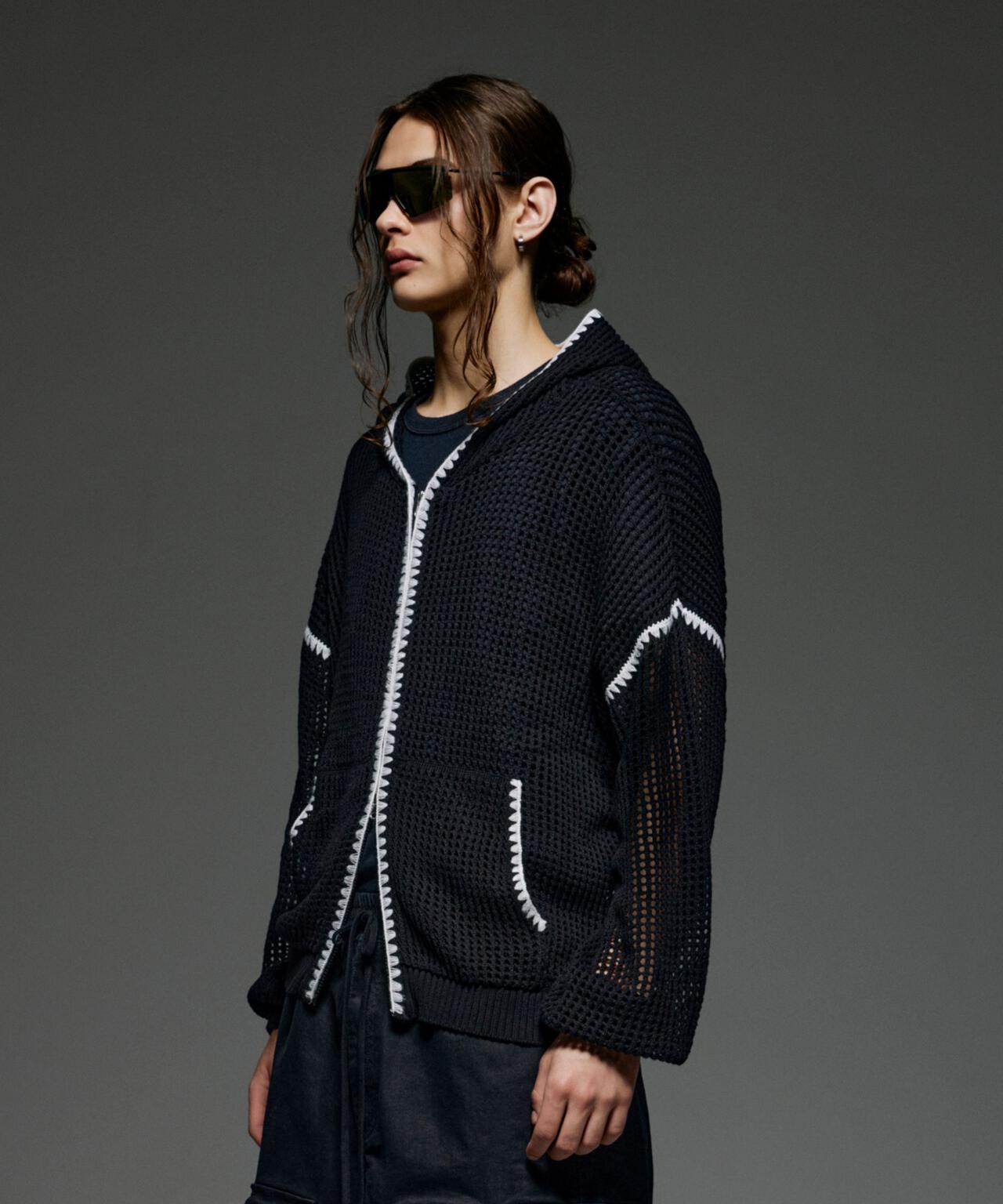B omnivore/ビーオムニボー　HAND - STITCH MESH HOODIE