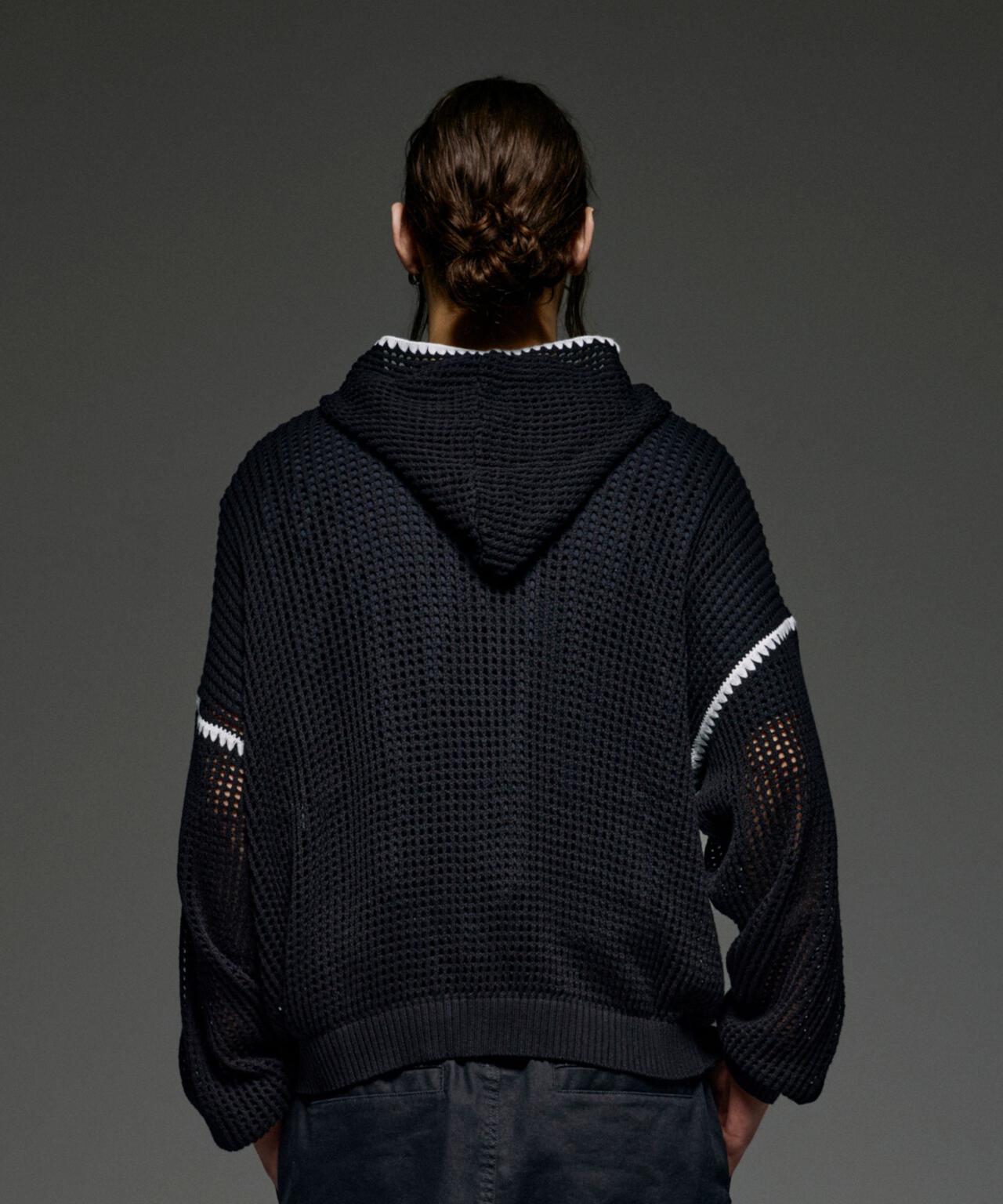 B omnivore/ビーオムニボー　HAND - STITCH MESH HOODIE