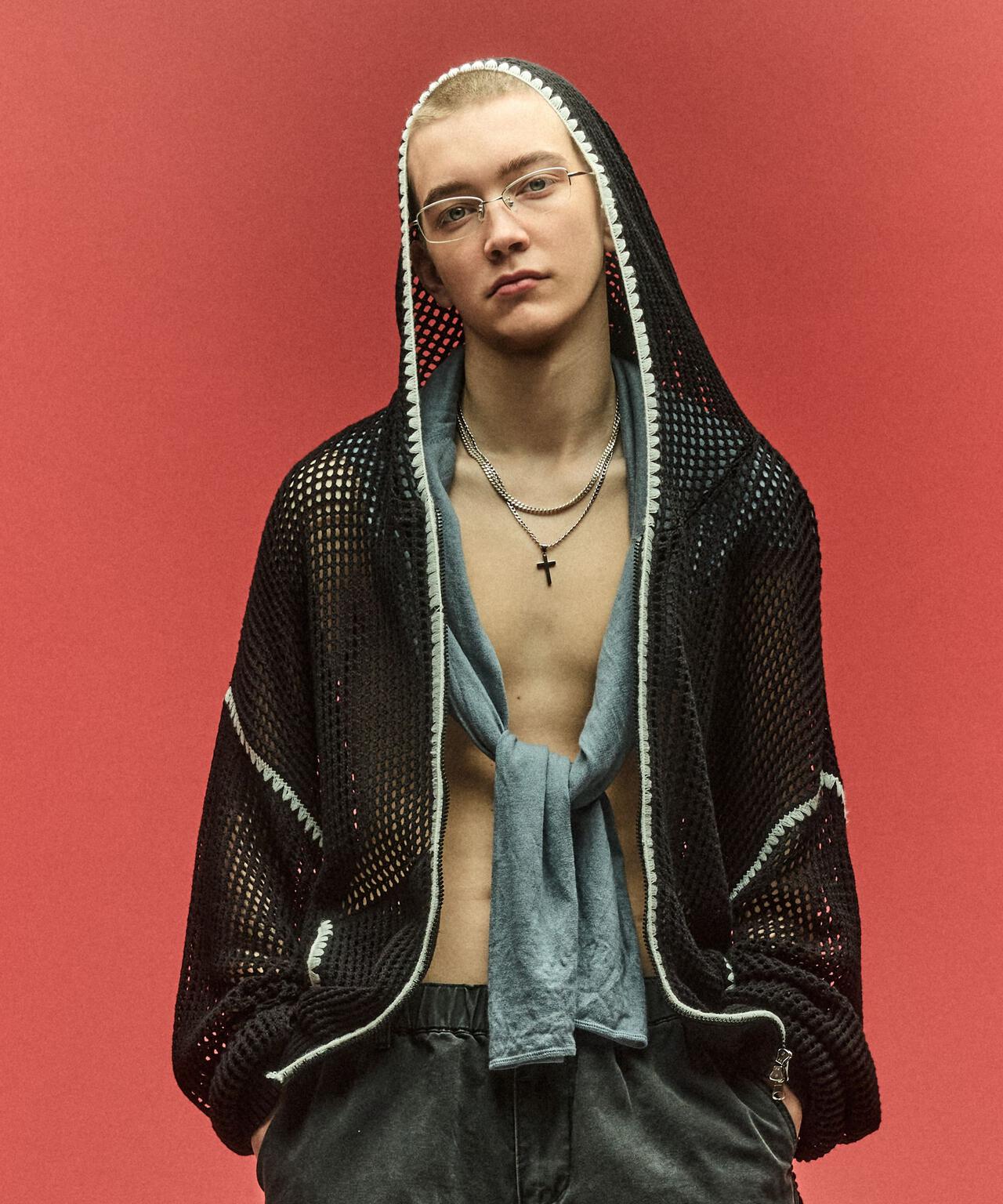 B omnivore/ビーオムニボー　HAND - STITCH MESH HOODIE