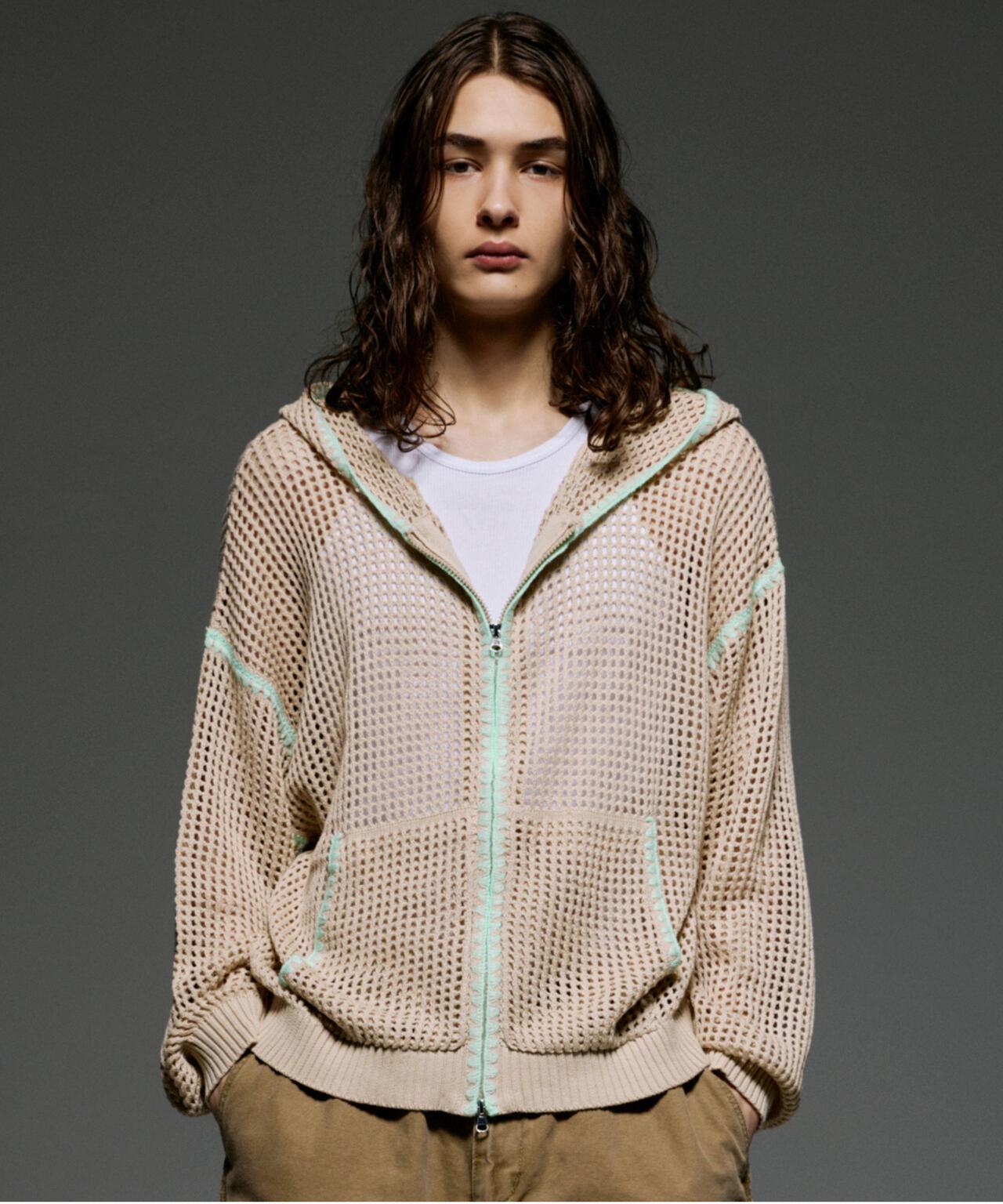B omnivore/ビーオムニボー　HAND - STITCH MESH HOODIE