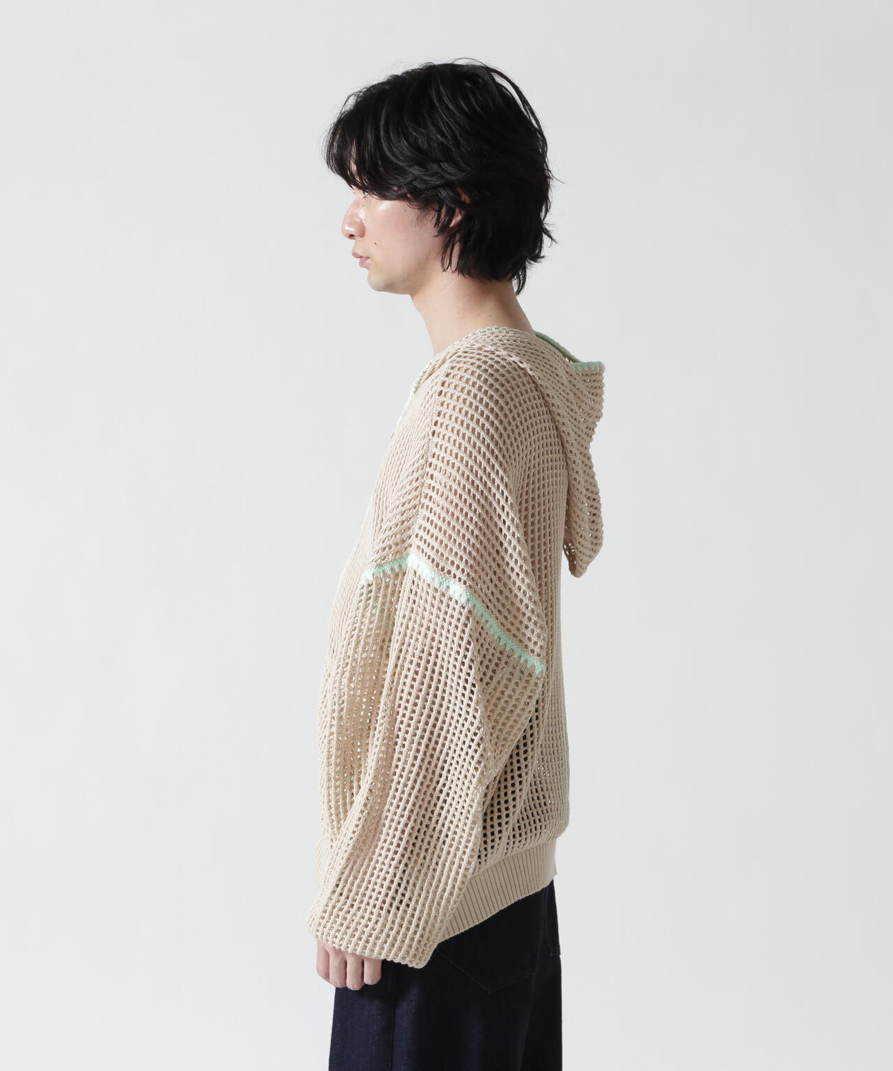 B omnivore/ビーオムニボー　HAND - STITCH MESH HOODIE