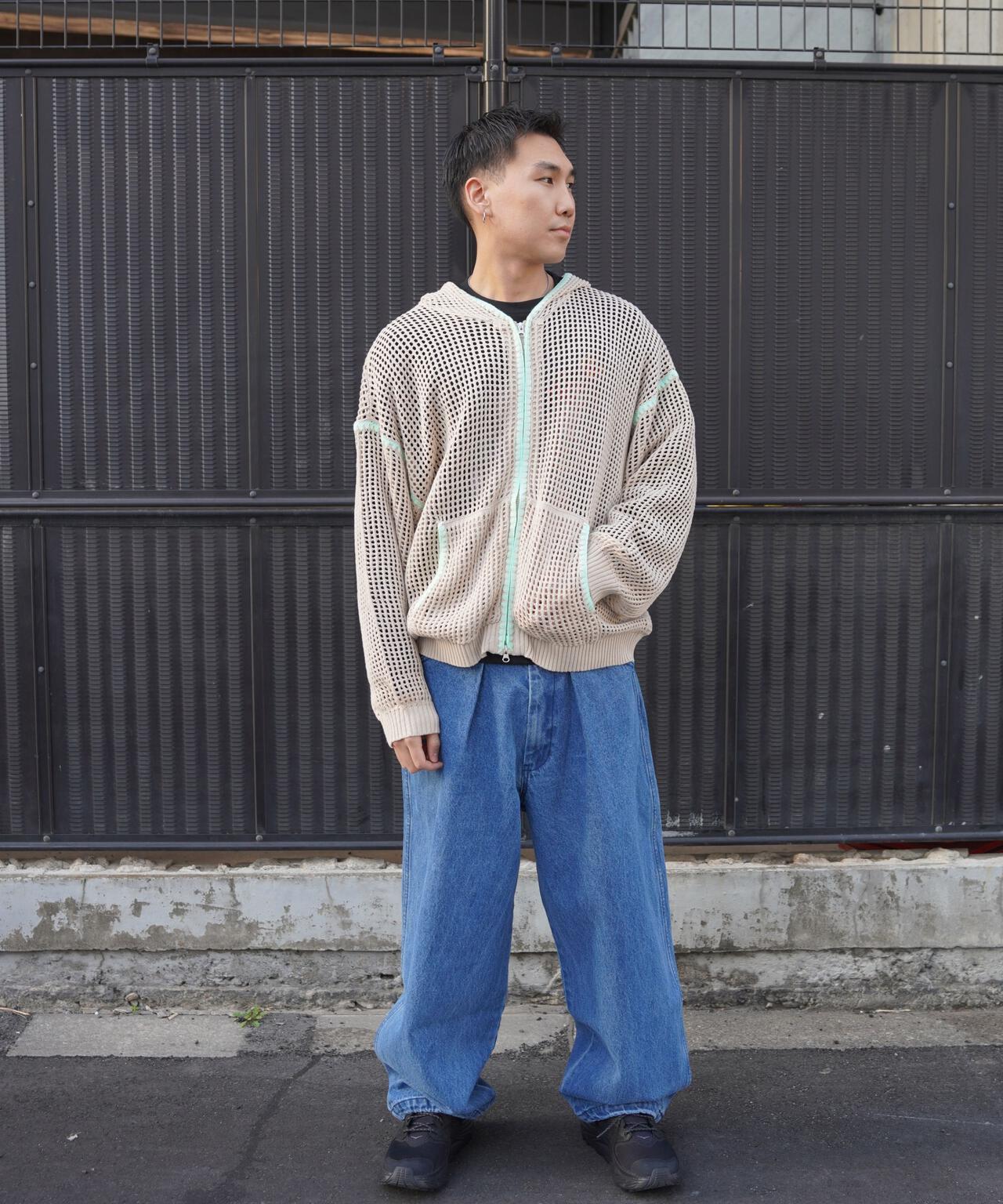 B omnivore/ビーオムニボー　HAND - STITCH MESH HOODIE