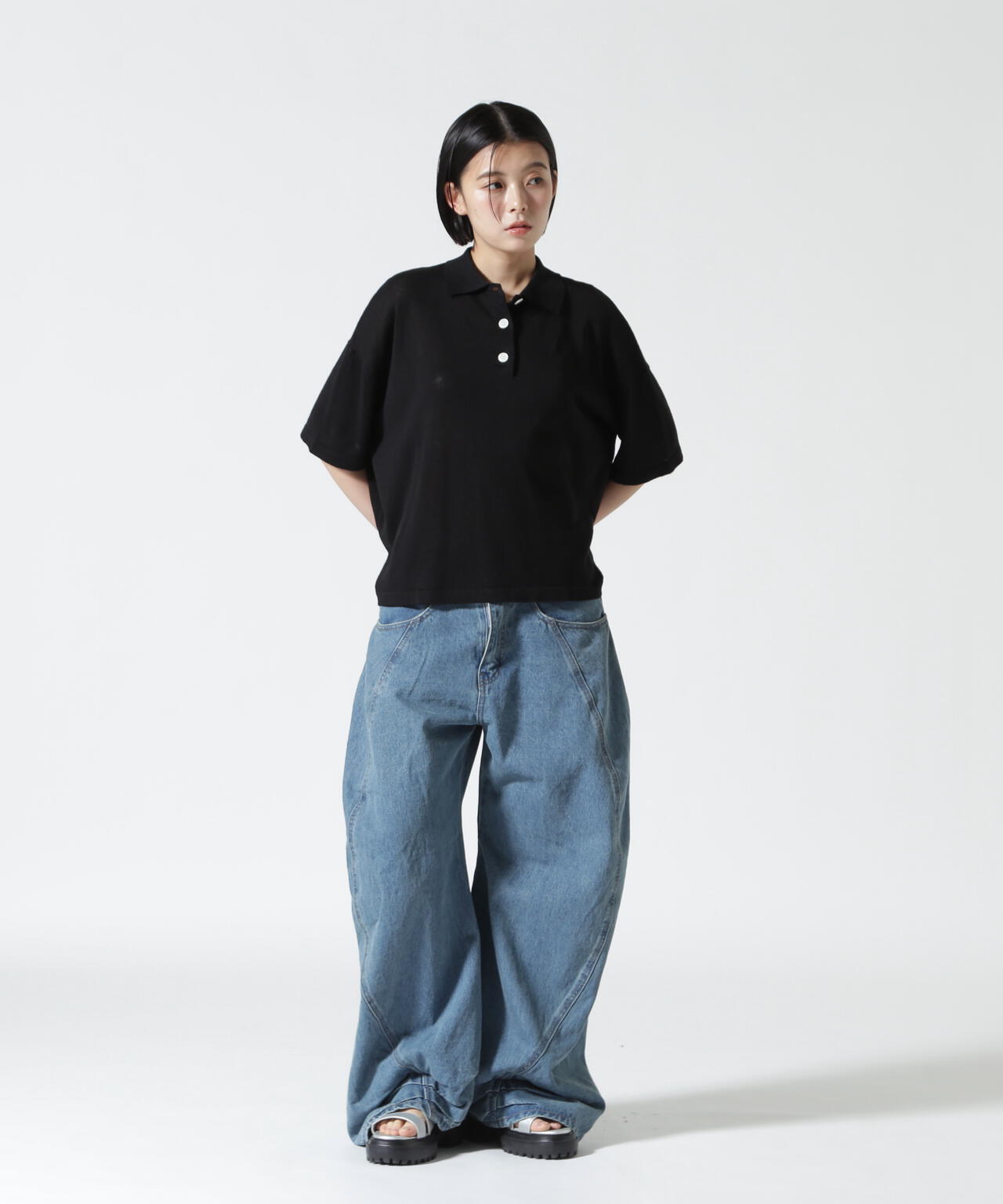 B omnivore/ビーオムニボー　アサーメンポロシャツ WOMEN'S