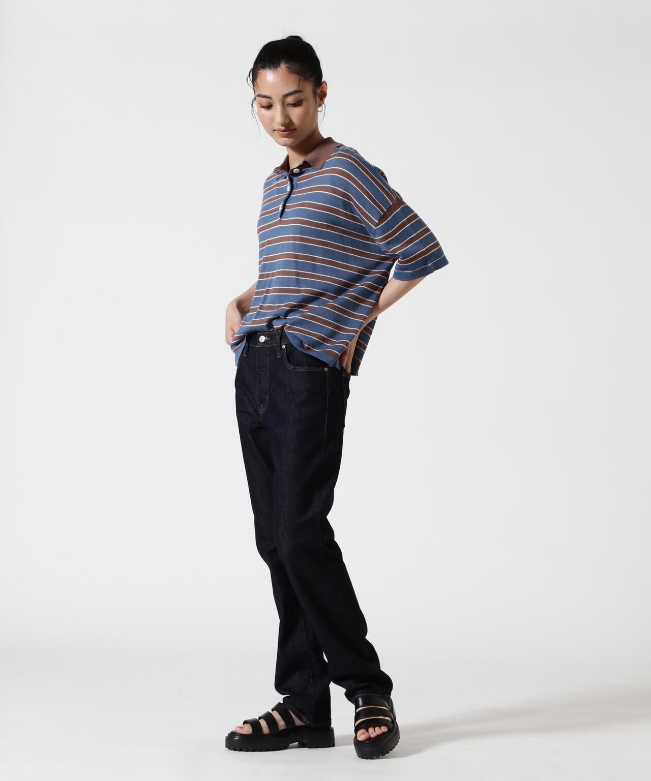 B omnivore/ビーオムニボー　アサーメンポロシャツ WOMEN'S