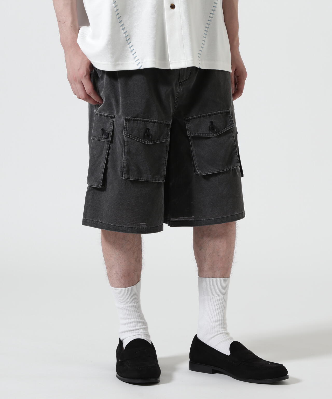 B omnivore/ビーオムニボー　PIGMENT WIND CLOTH W CARGO SHORTS