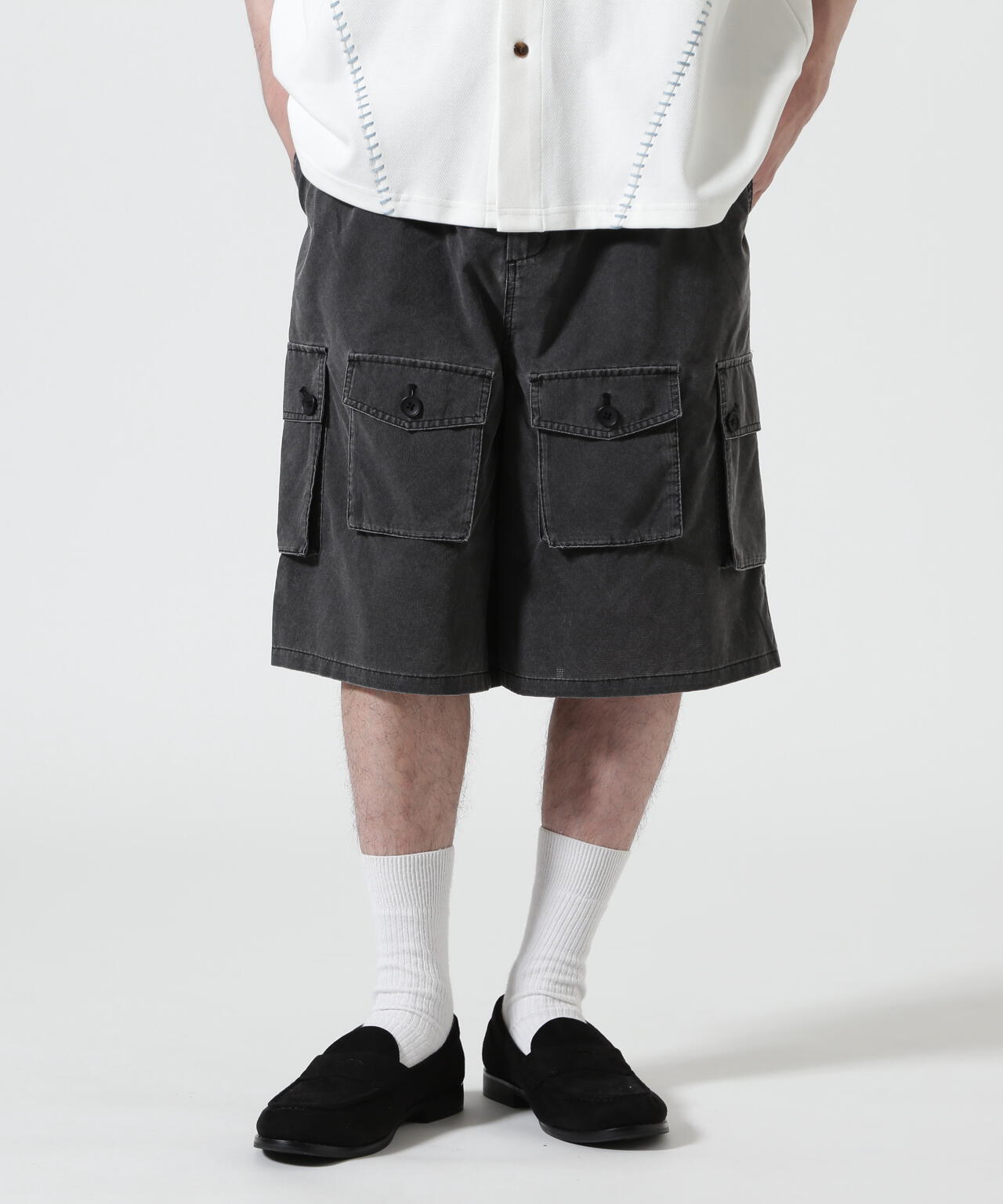 B omnivore/ビーオムニボー　PIGMENT WIND CLOTH W CARGO SHORTS