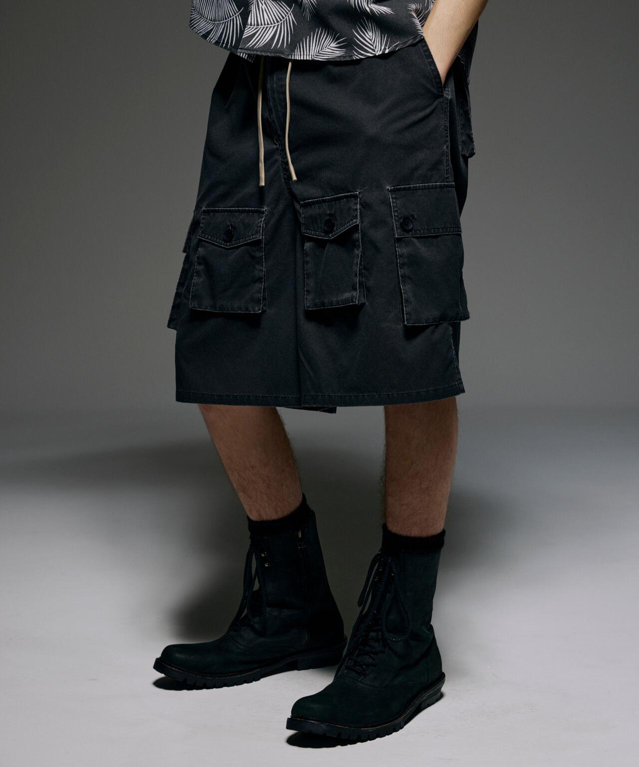 B omnivore/ビーオムニボー　PIGMENT WIND CLOTH W CARGO SHORTS