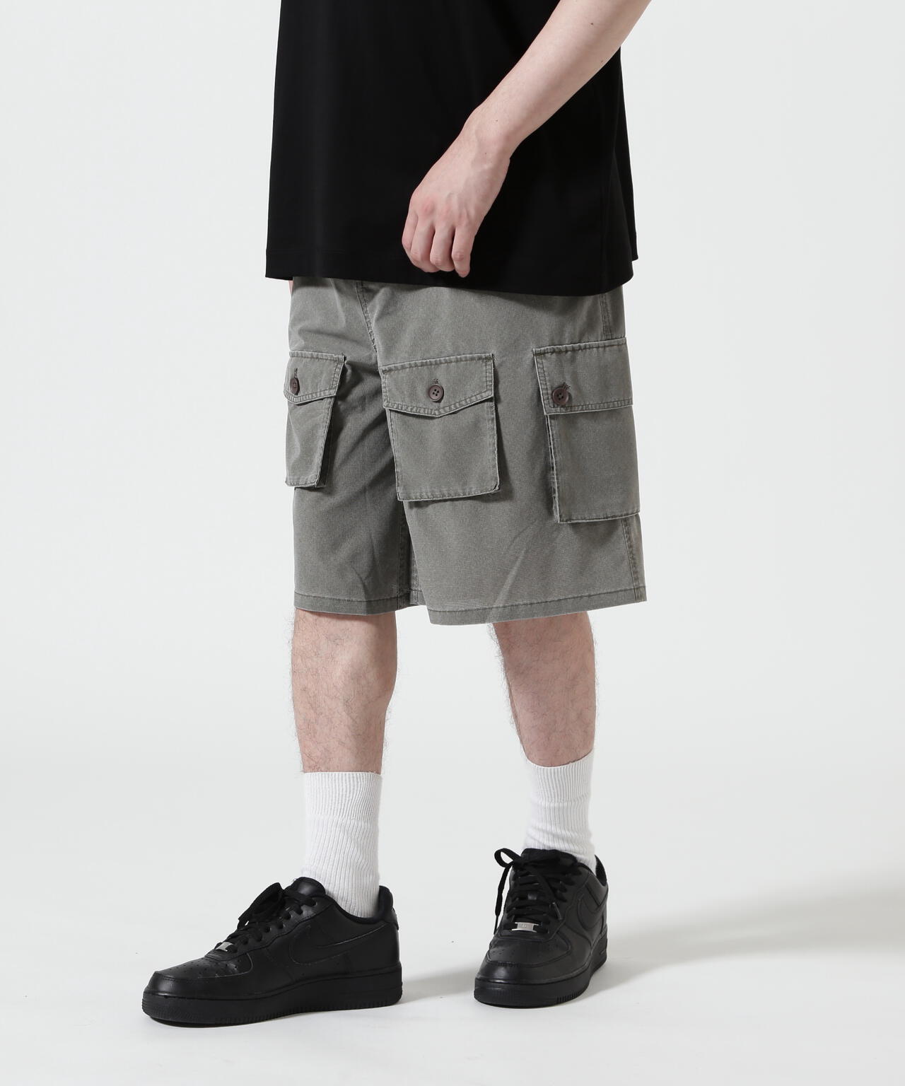 B omnivore/ビーオムニボー　PIGMENT WIND CLOTH W CARGO SHORTS