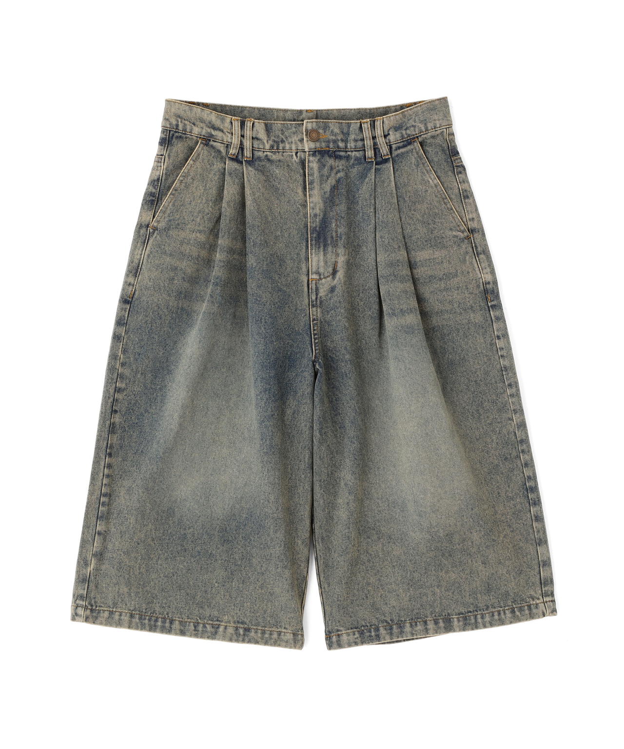 B omnivore/ビーオムニボー　TUCK DENIM SHORTS タックデニムショーツ