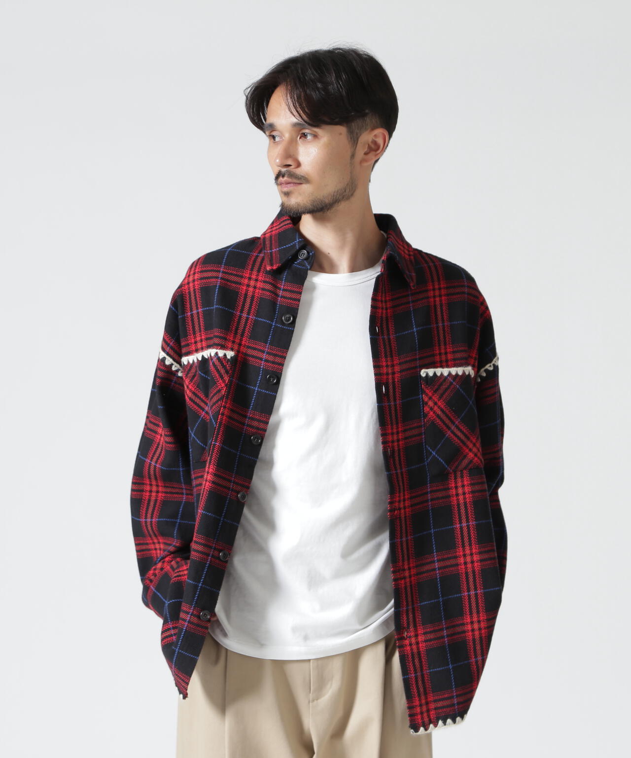 B omnivore/ビーオムニボー　HAND STITCH FLANNEL ハンドステッチフランネルシャツ