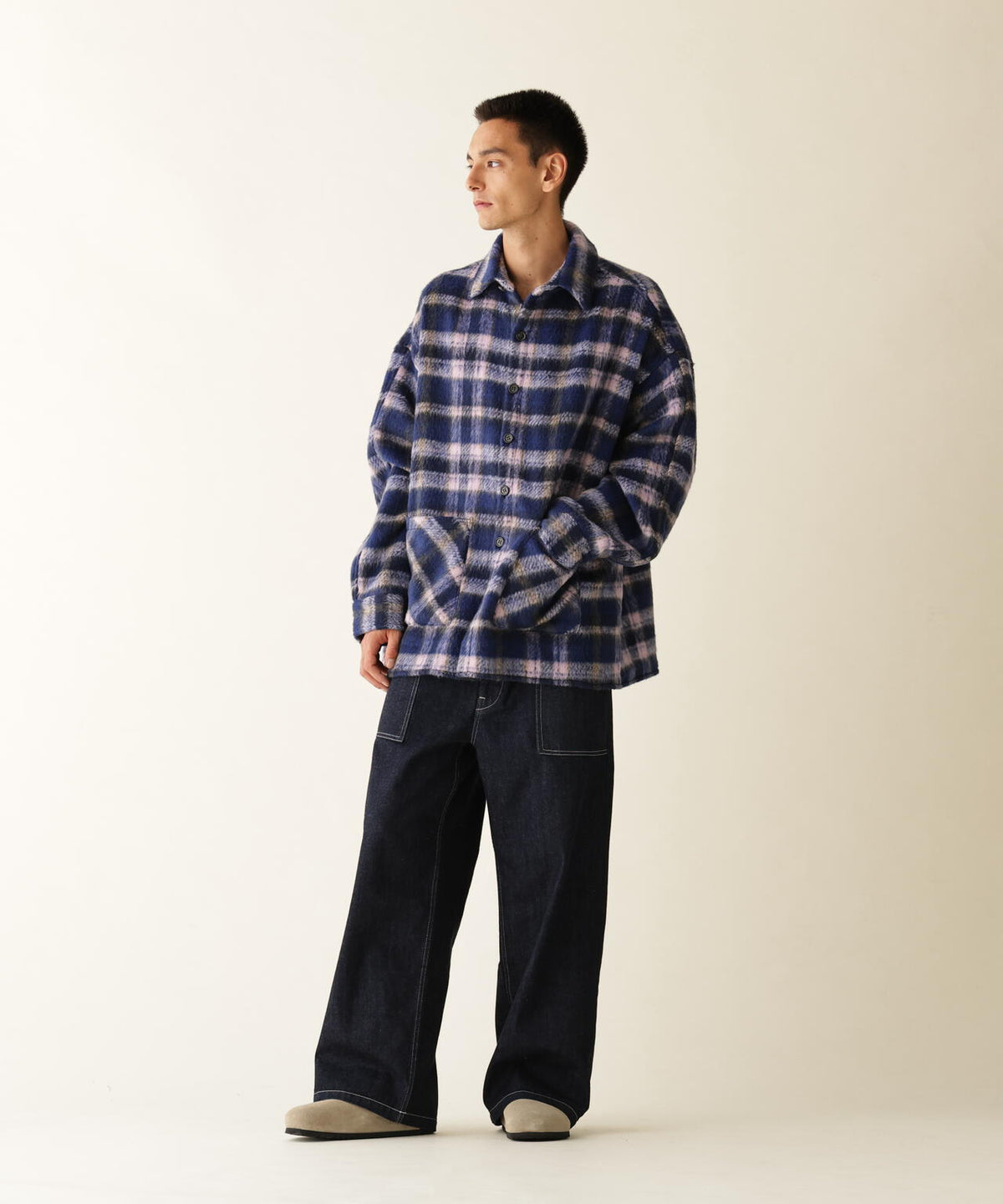 B omnivore/ビーオムニボー　SHAGGY SHIRT CHECK シャギーシャツチェック