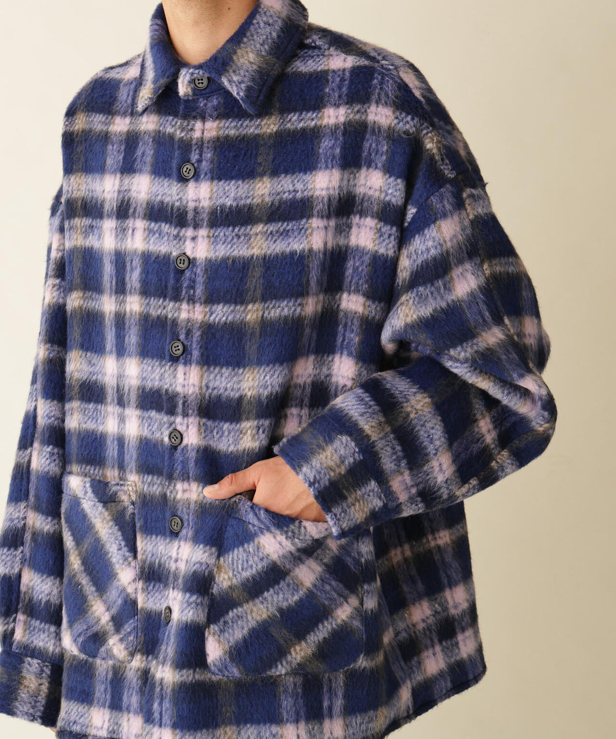 B omnivore/ビーオムニボー　SHAGGY SHIRT CHECK シャギーシャツチェック