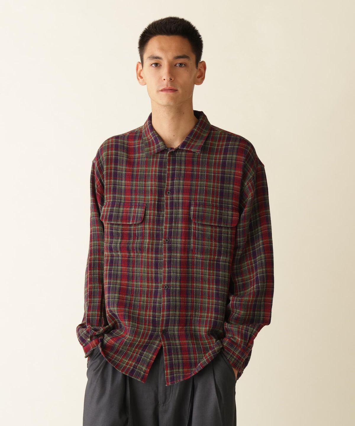 B omnivore/ビーオムニボー  PLAID PATTERN SHIRT