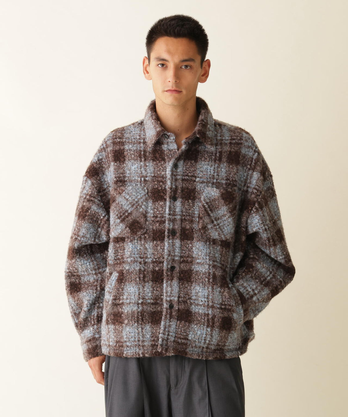 B omnivore/ビーオムニボー　BOUCLE SHIRT ブークレシャツ