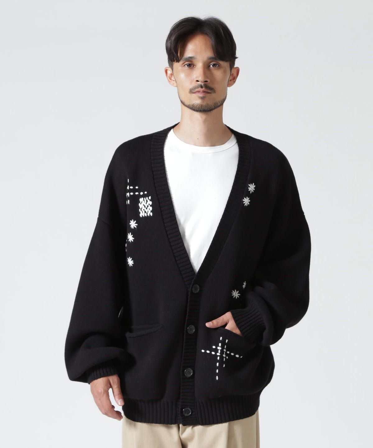 B omnivore/ビーオムニボー　HAND STITCH CARDIGAN ハンドステッチカーディガン