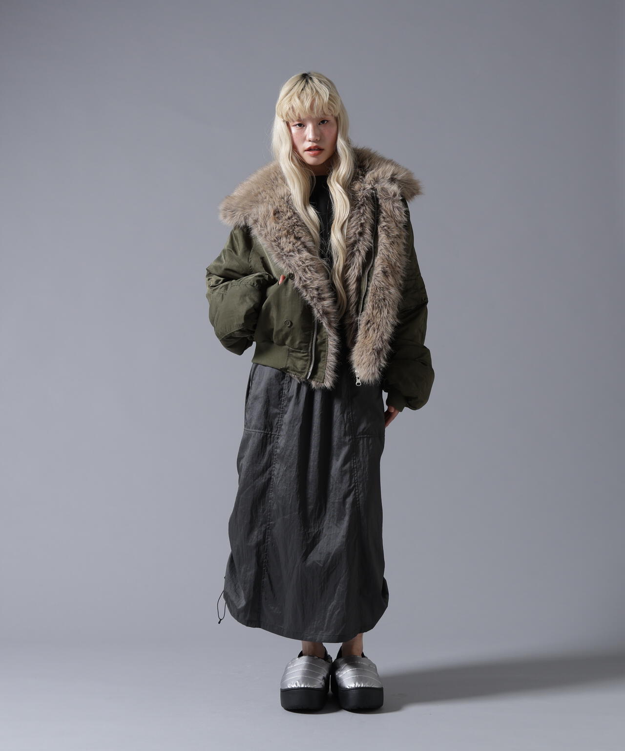 B omnivore/ビーオムニボー REVERSIBLE FUR NYLON BLOUSON