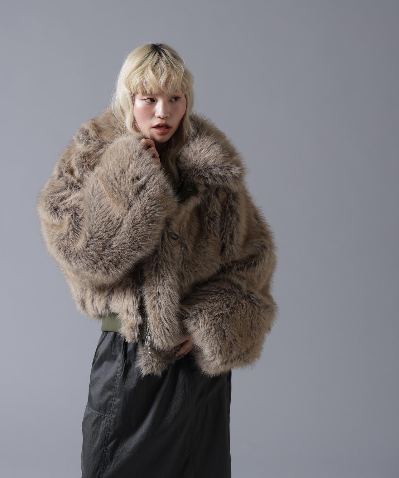 B omnivore/ビーオムニボー REVERSIBLE FUR NYLON BLOUSON