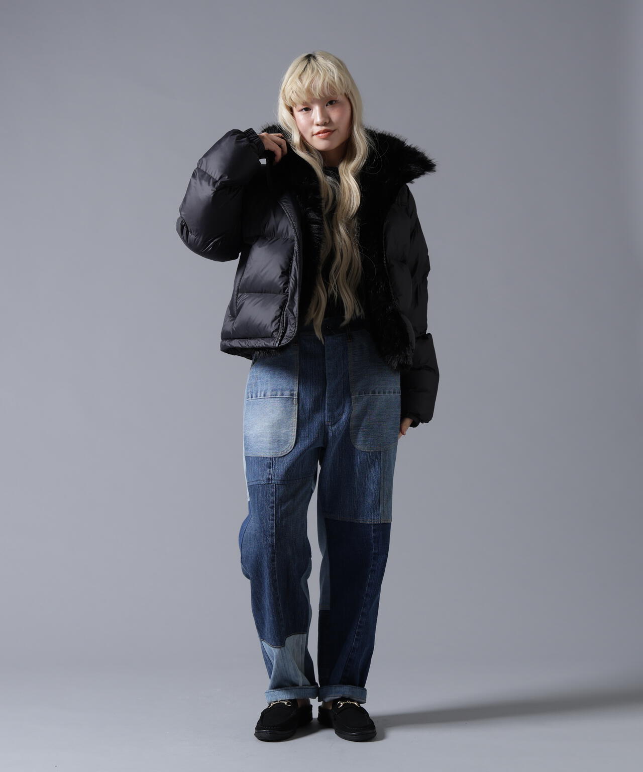 B omnivore/ビーオムニボー　NYLON FUR STAND BLOUSON