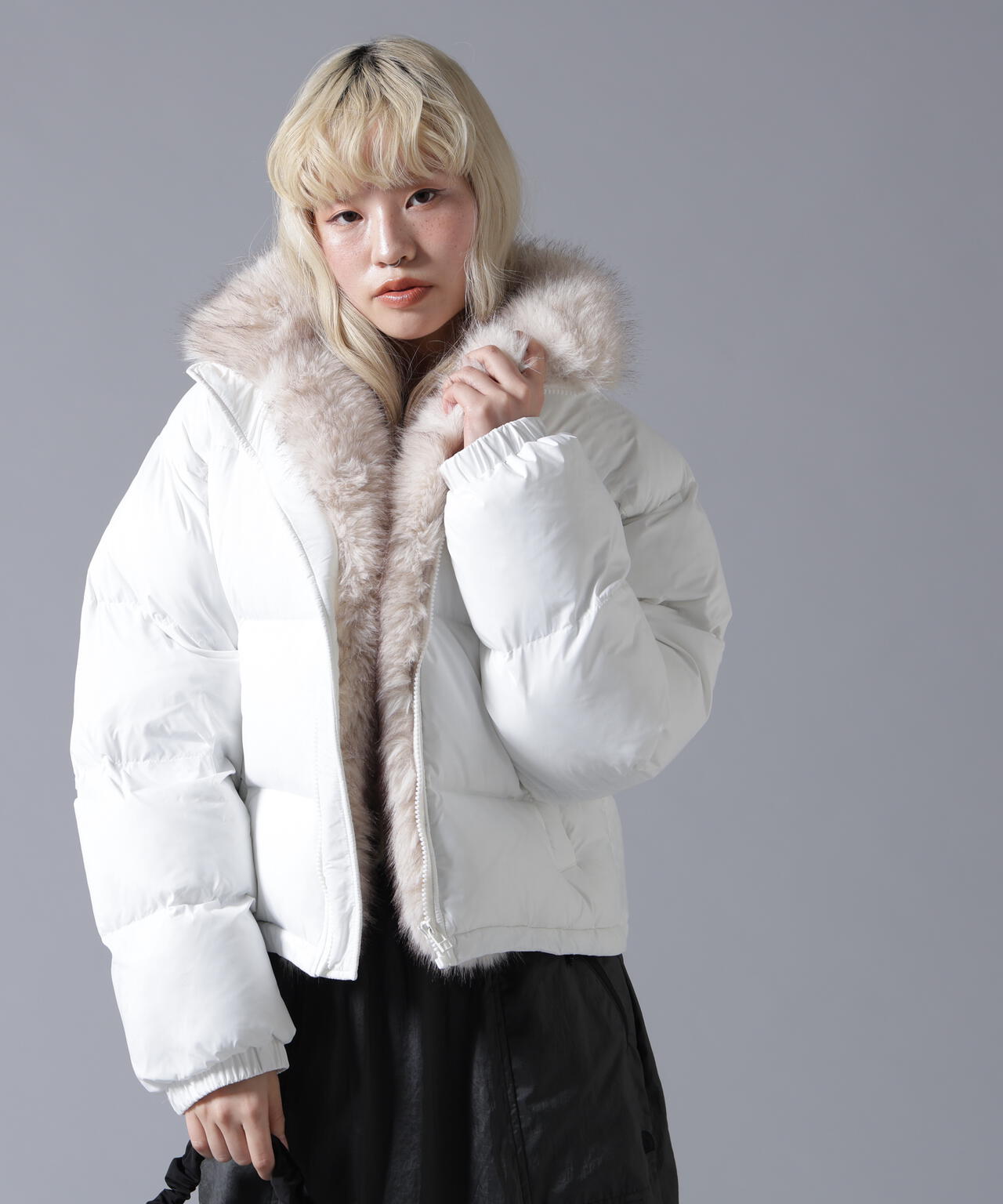 B omnivore/ビーオムニボー　NYLON FUR STAND BLOUSON