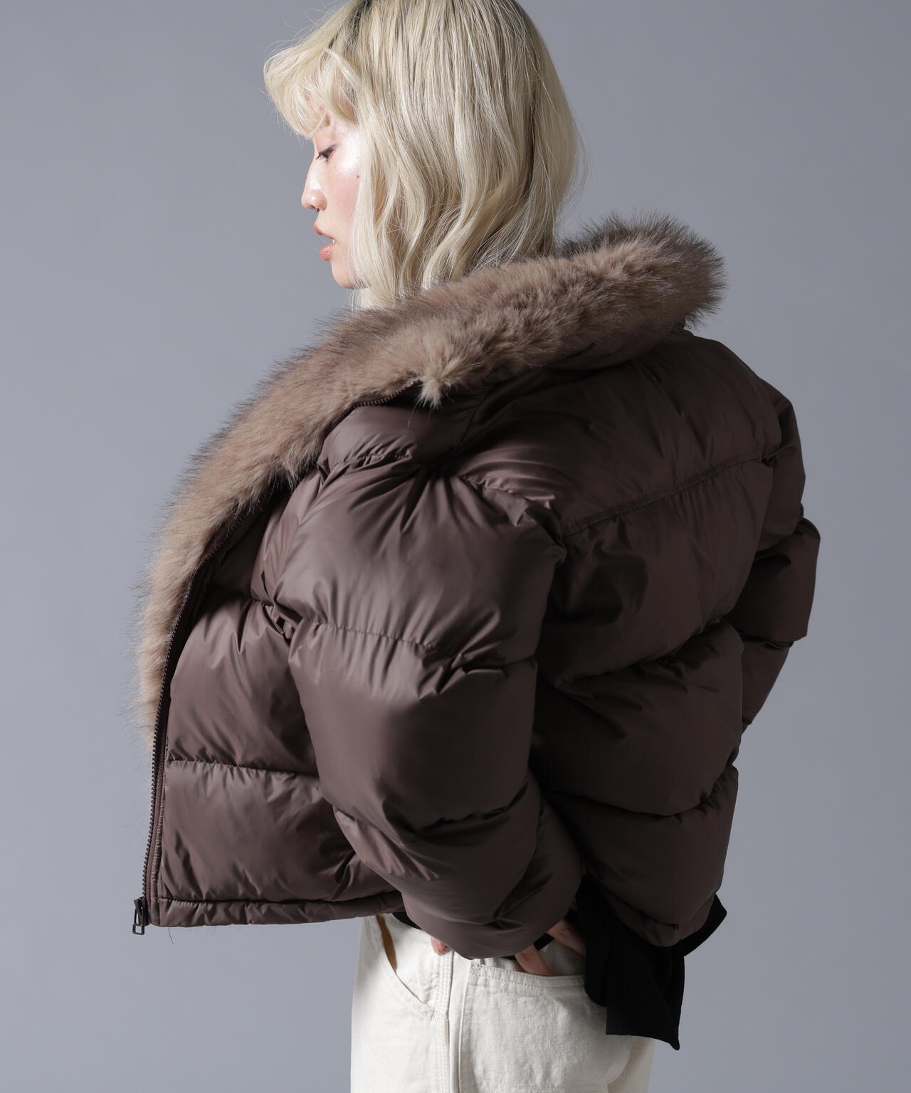 B omnivore/ビーオムニボー　NYLON FUR STAND BLOUSON