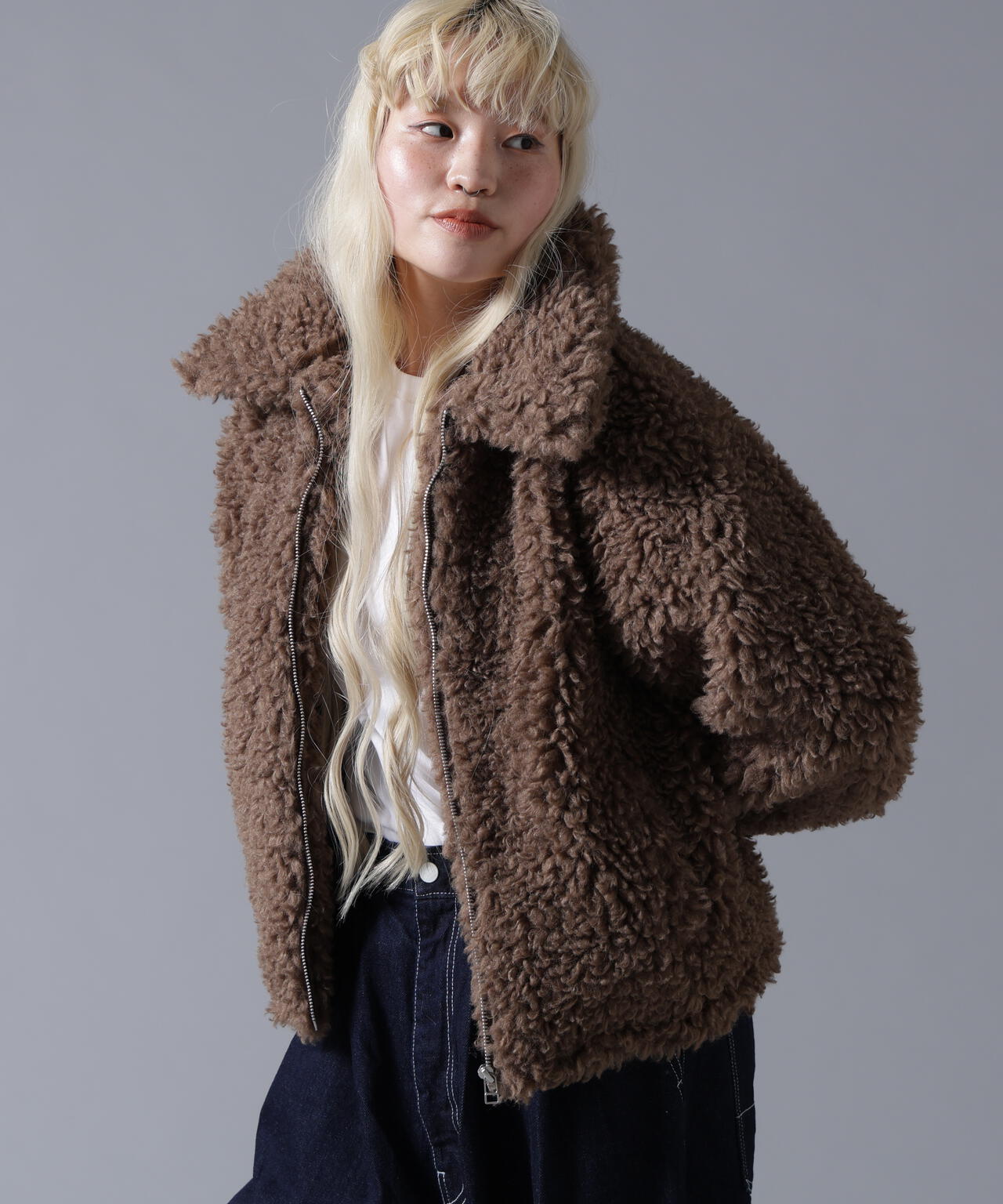 B omnivore/ビーオムニボー BOA COLLAR BLOUSON