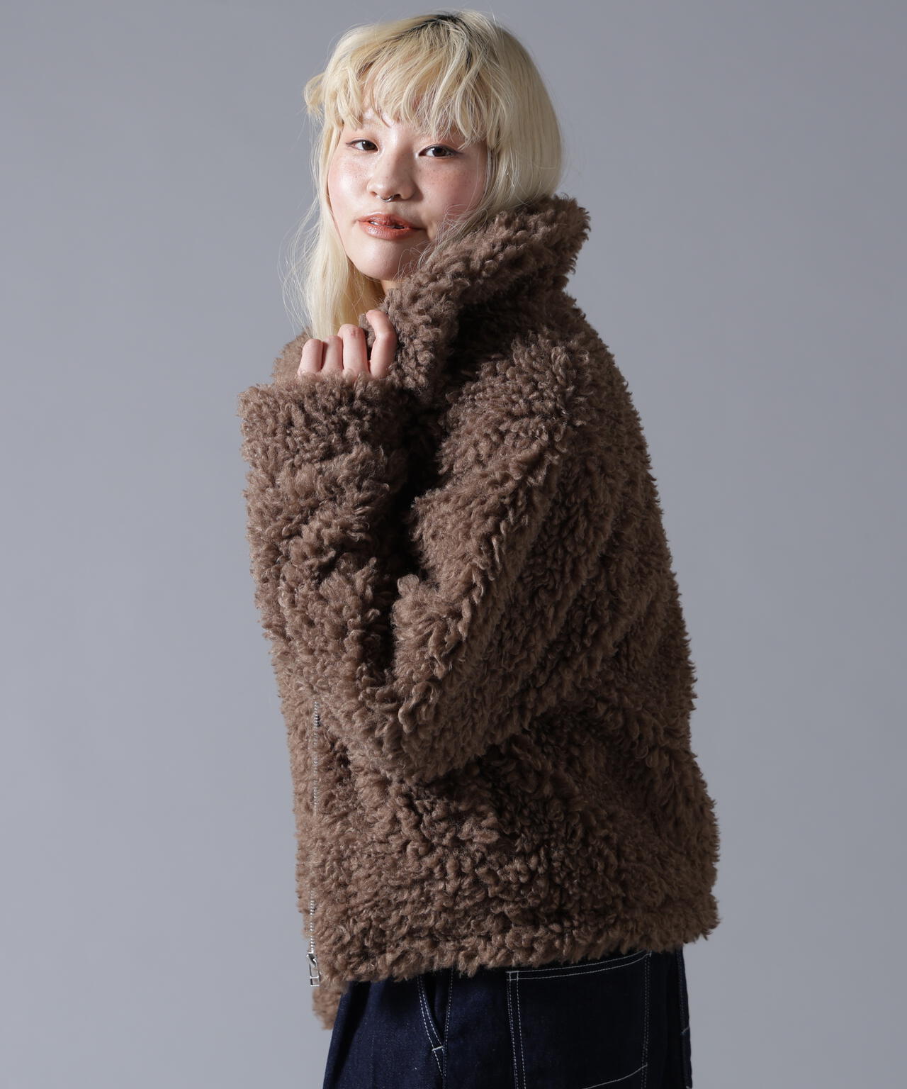 B omnivore/ビーオムニボー BOA COLLAR BLOUSON