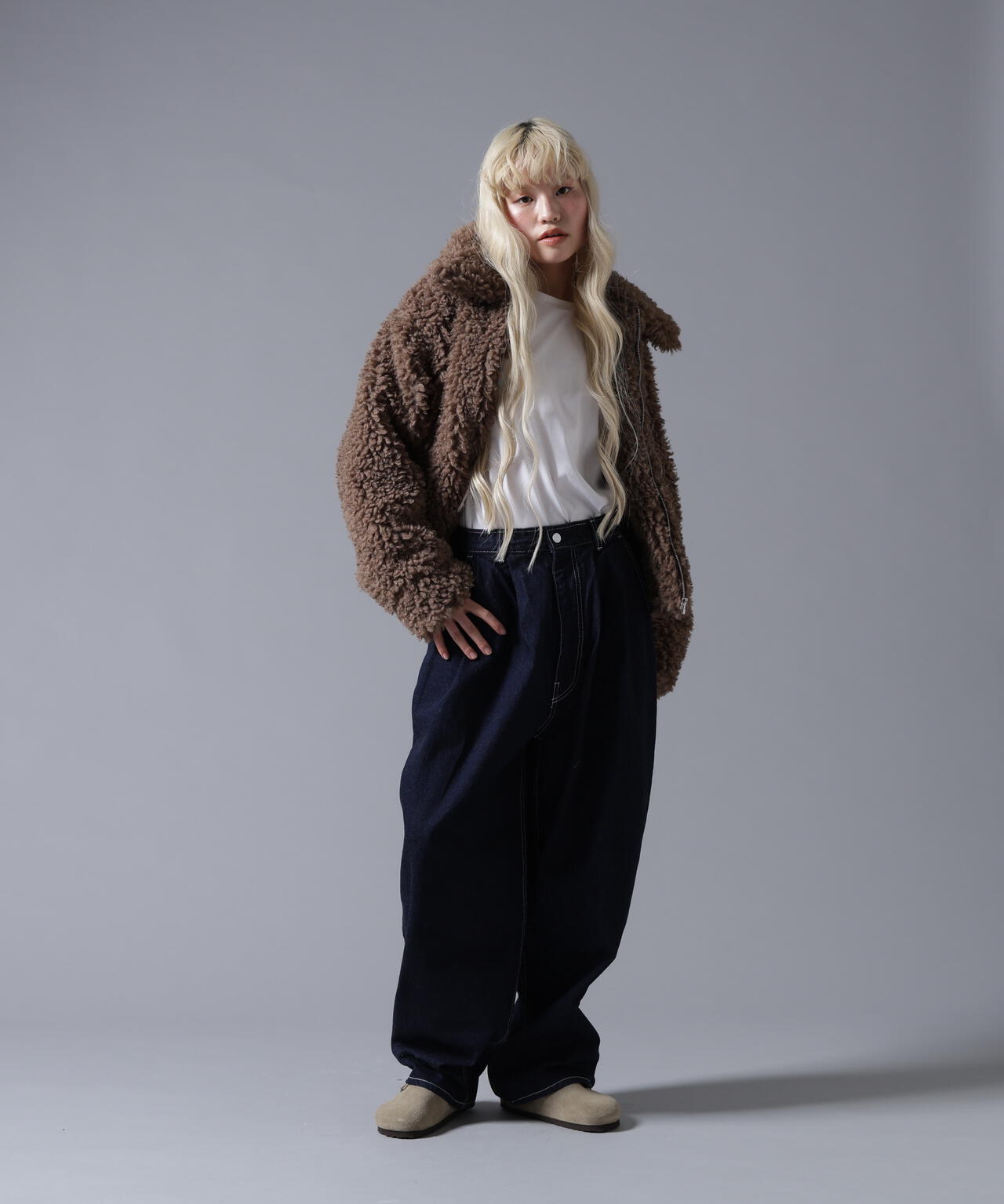 B omnivore/ビーオムニボー BOA COLLAR BLOUSON