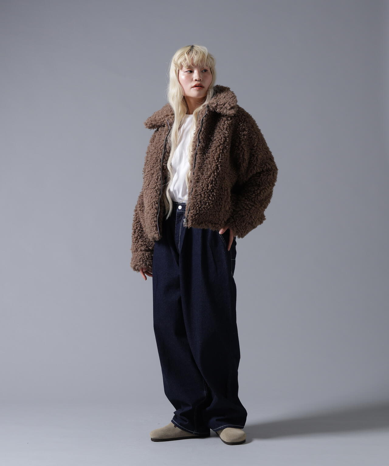 B omnivore/ビーオムニボー BOA COLLAR BLOUSON