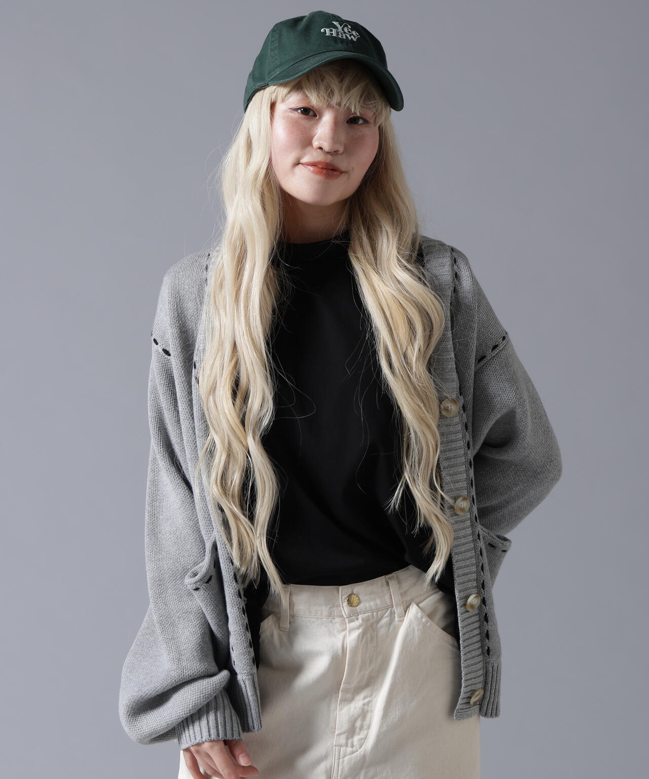 B omnivore/ビーオムニボー　STITCH KNIT CARDIGAN