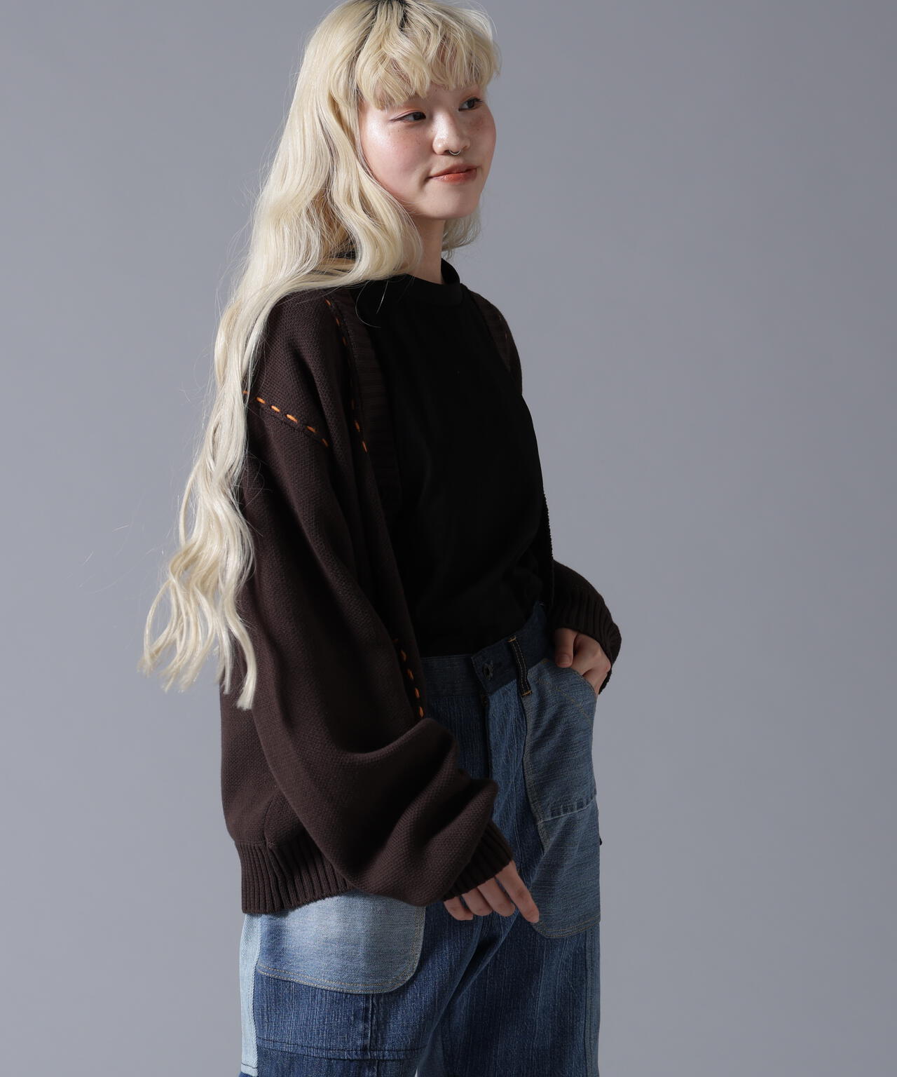 B omnivore/ビーオムニボー　STITCH KNIT CARDIGAN