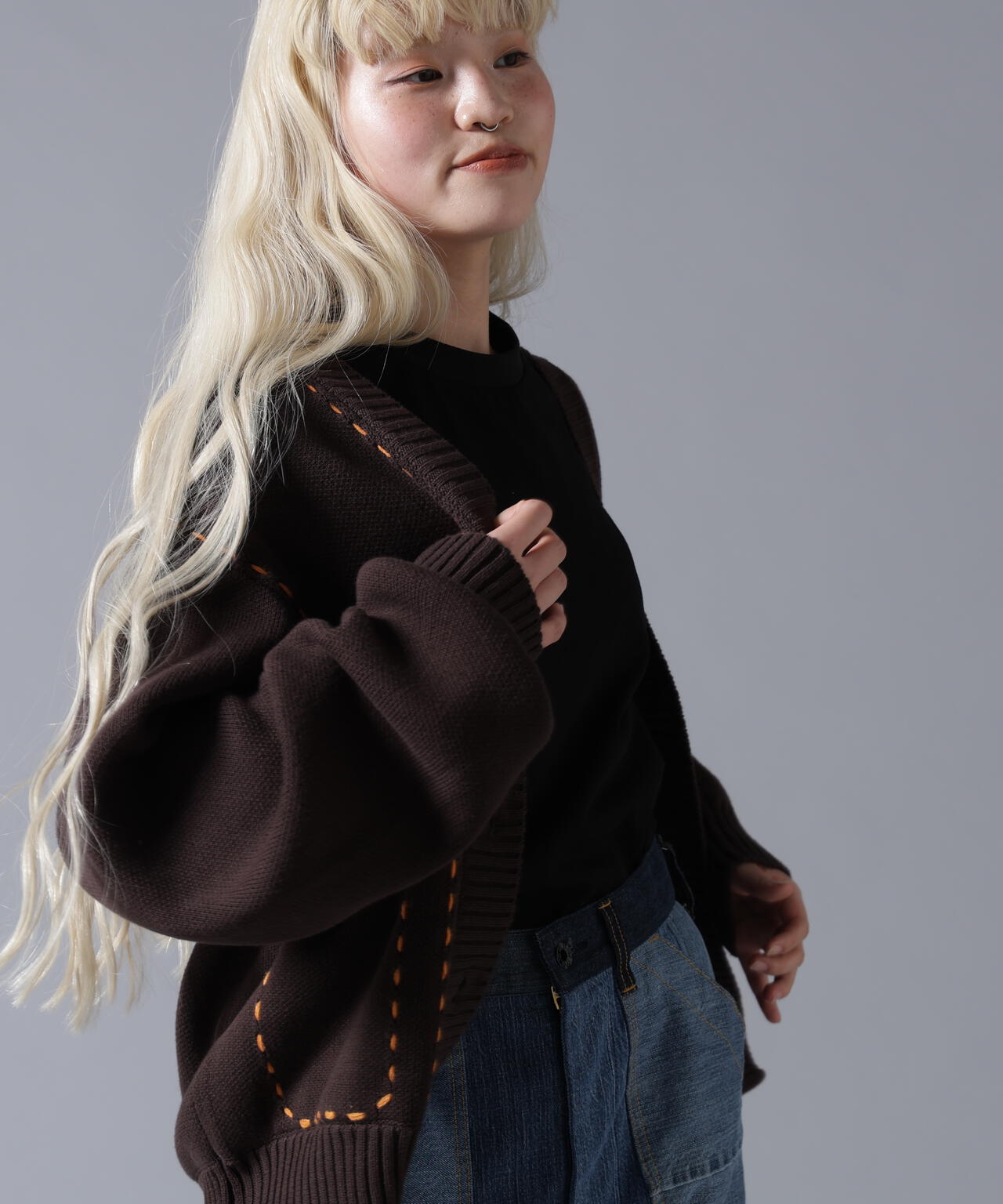 B omnivore/ビーオムニボー　STITCH KNIT CARDIGAN